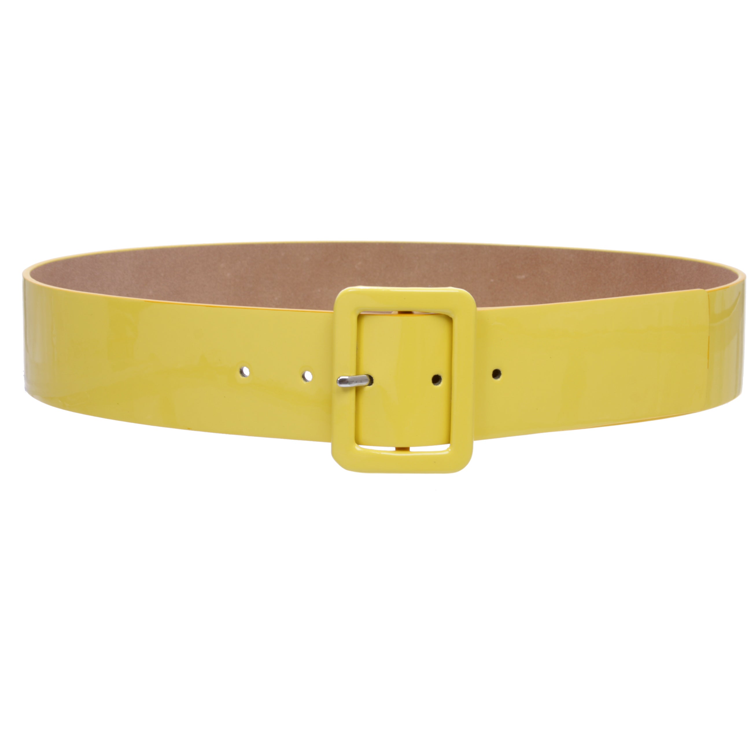 Women's High Waist Patent Leather Wide Fashion Square Belt - OnlineBelts