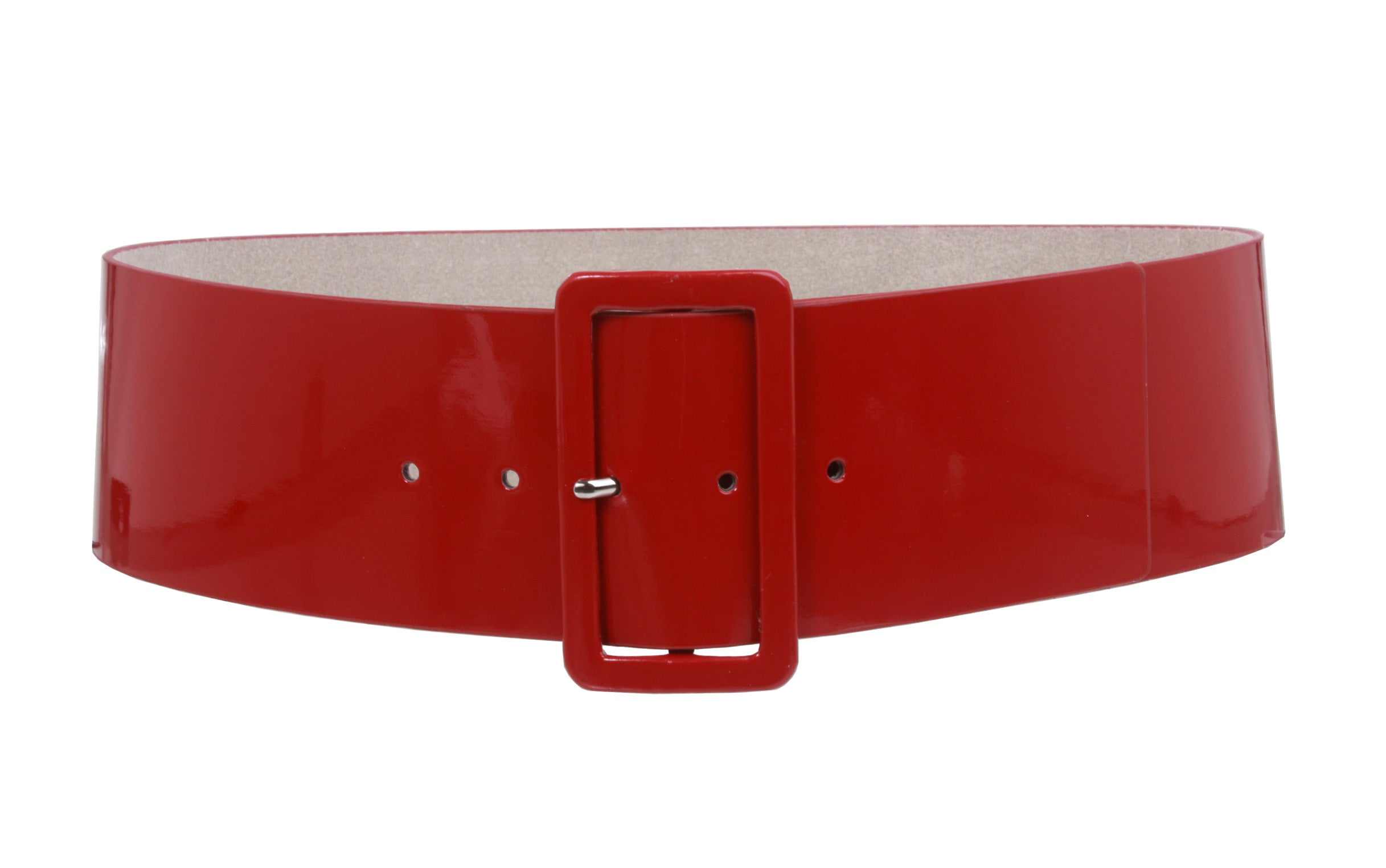 Ladies High Waist Patent Leather Wide Fashion Square Belt - OnlineBelts