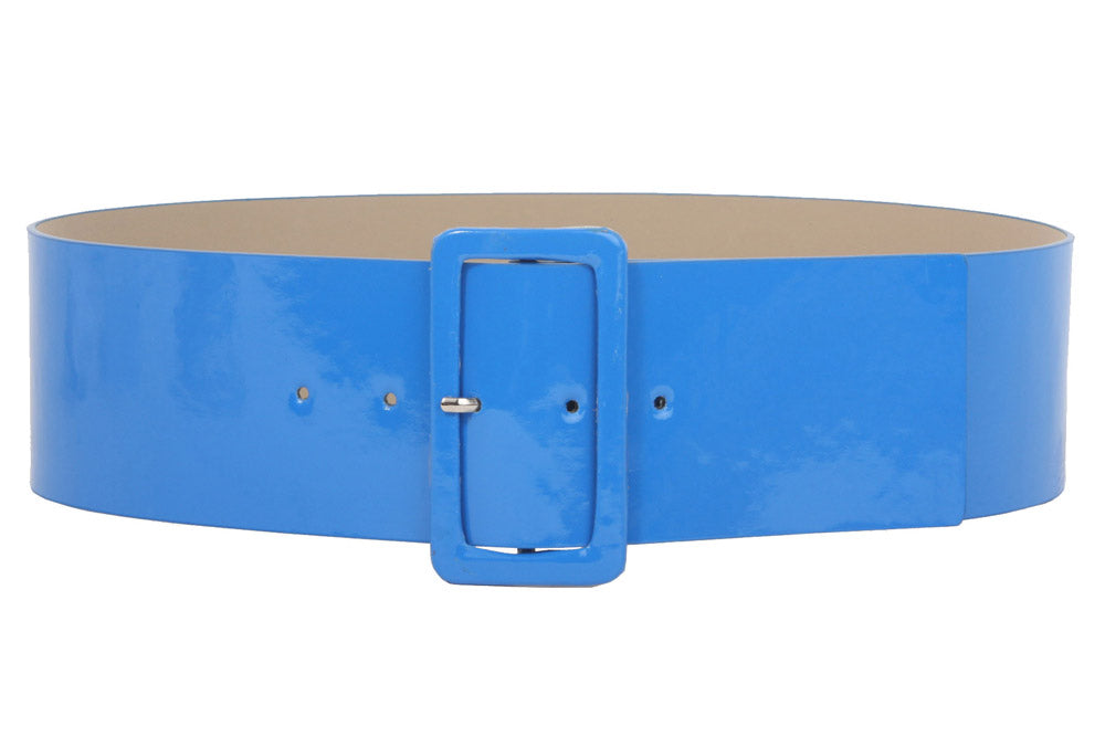 Ladies High Waist Patent Leather Wide Fashion Square Belt - OnlineBelts