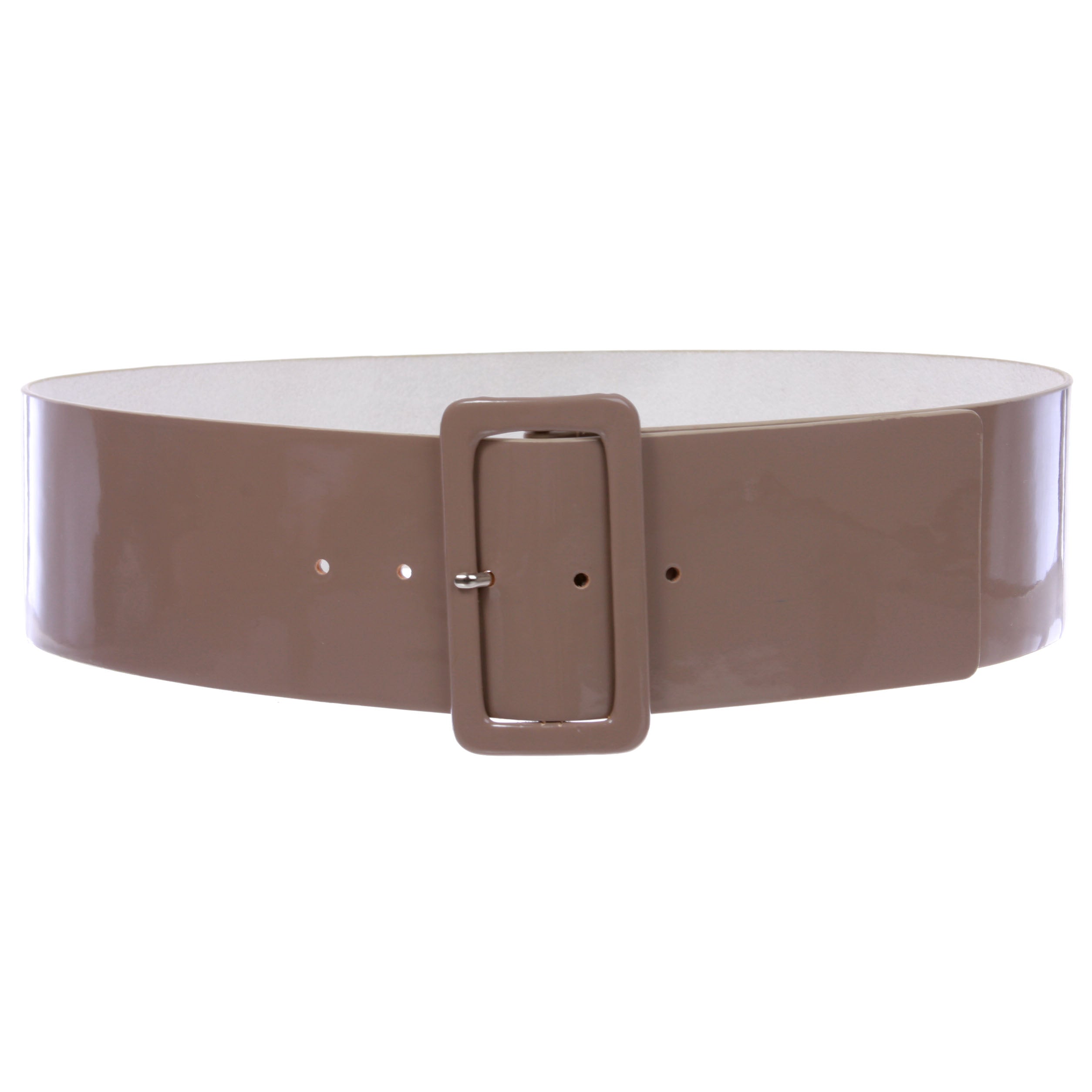 Ladies High Waist Patent Leather Wide Fashion Square Belt - OnlineBelts