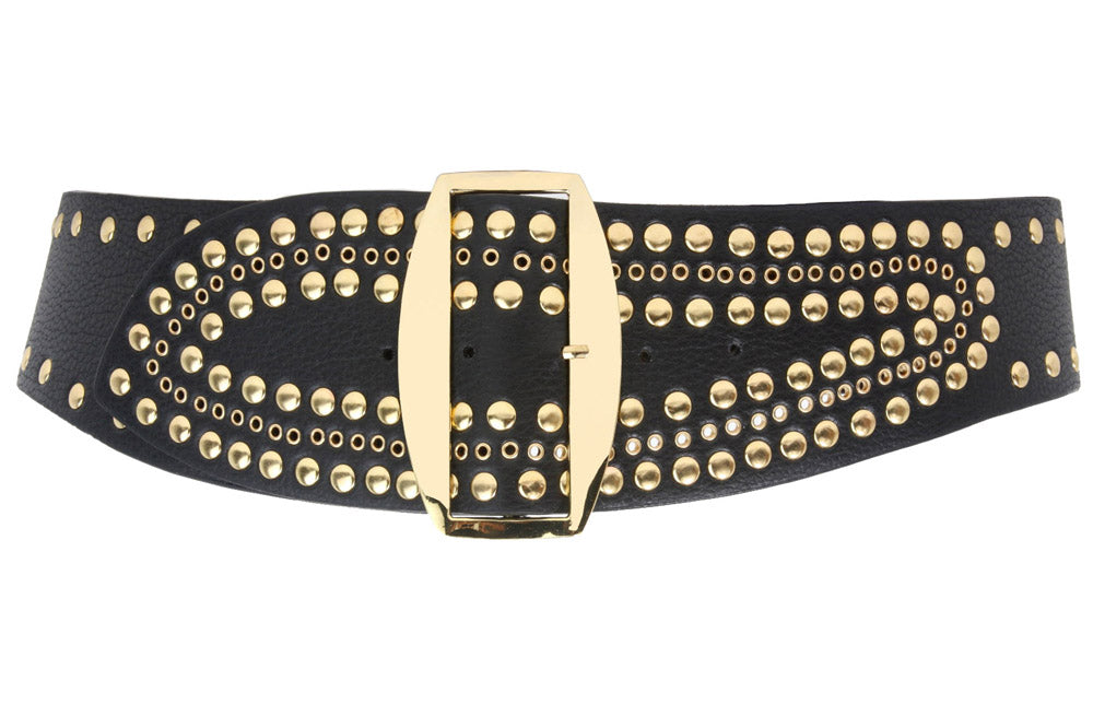 Nicole Lee - Ladies 3" High Waist Wide Rivets Studs Tapered Belt - OnlineBelts
