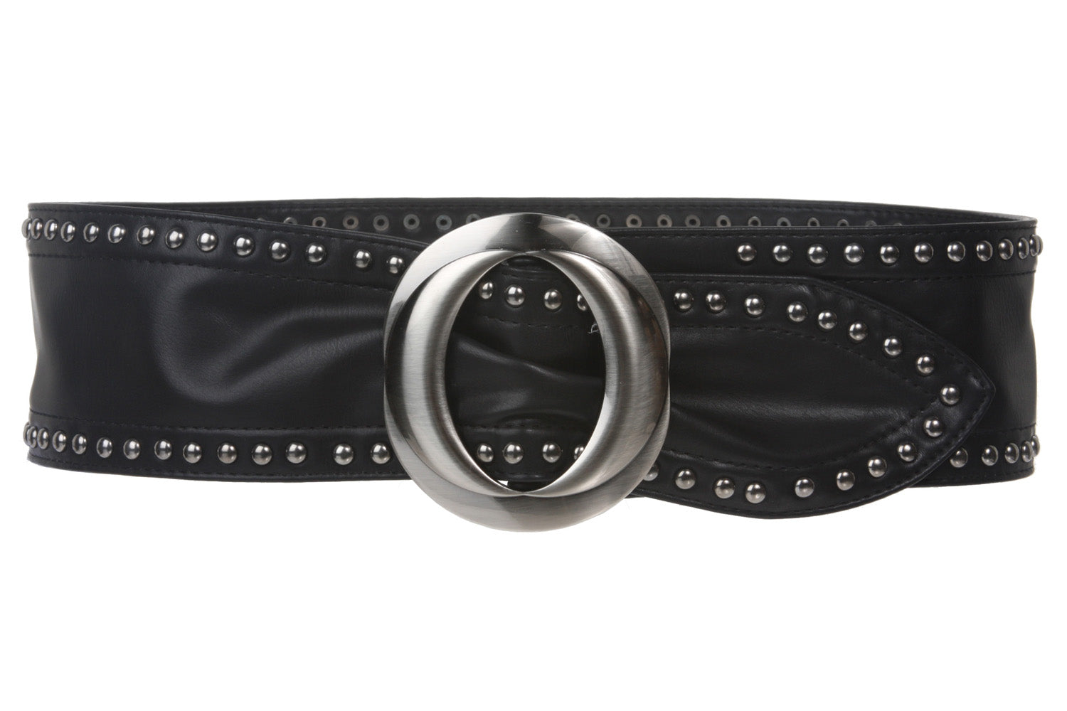 3 1/4" Wide High Waist Studded Fashion Oval Sash Belt - OnlineBelts