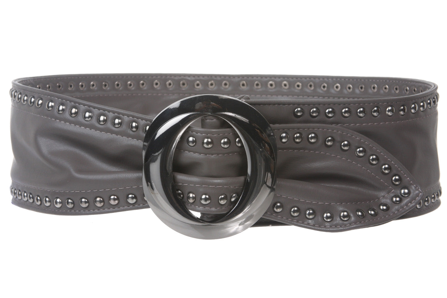 3 1/4" Wide High Waist Studded Fashion Oval Sash Belt - OnlineBelts