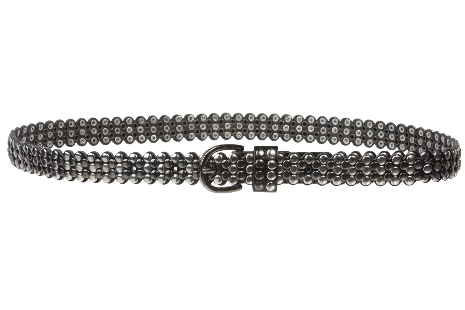 Ladies 7/8" Skinny Scalloped Edge Studded Belt - OnlineBelts