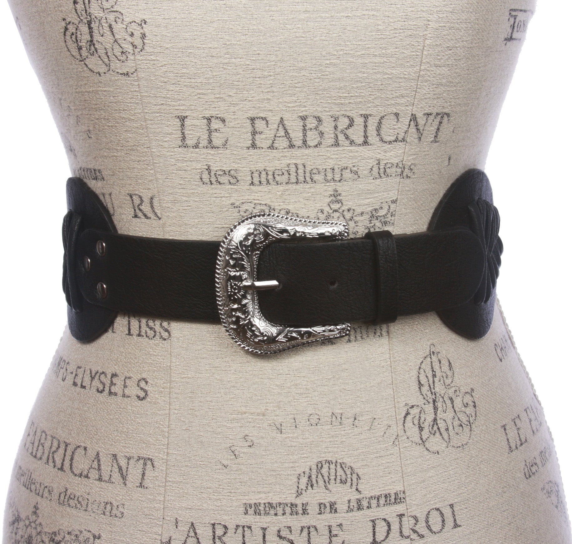 Women's 3" (75mm) Wide High Waist Fashion Stretch Belt With Western Buckle - OnlineBelts