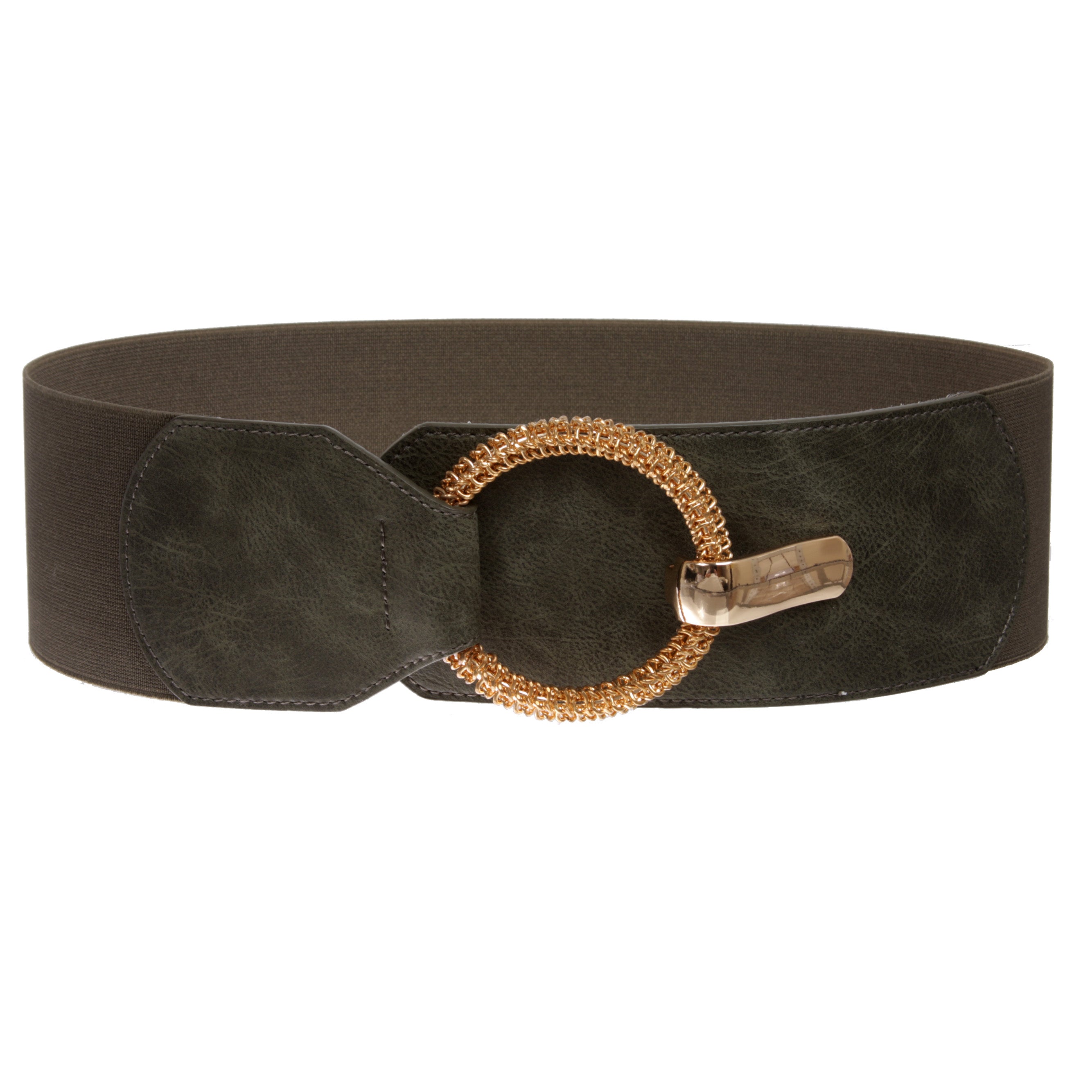 Women's 3" (75 mm) Wide High Waist Fashion Stretch Belt with Ring Hook Buckle - OnlineBelts