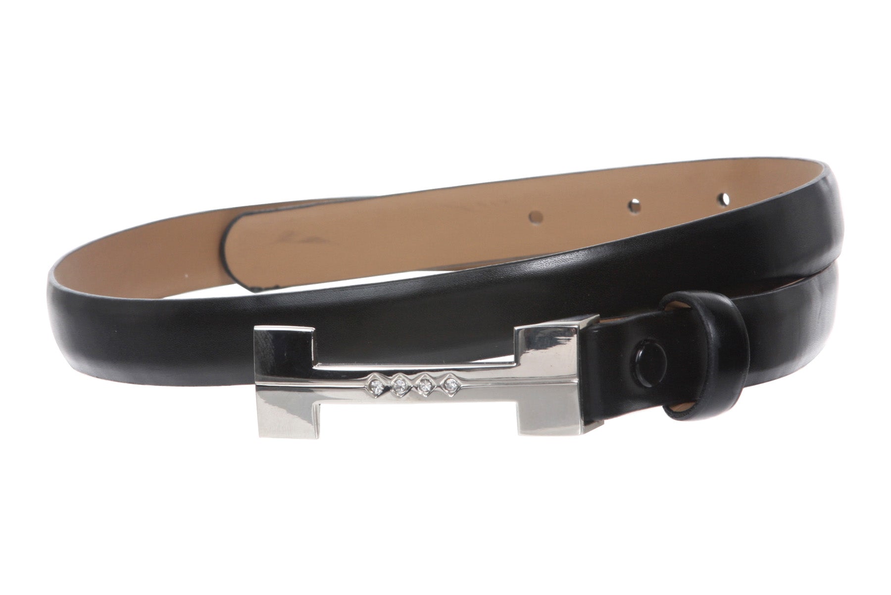 3/4" (19 mm) Women's Snap On Rhinestone Skinny Synthetic Plain Non Leather Fashion Dress Belt - OnlineBelts