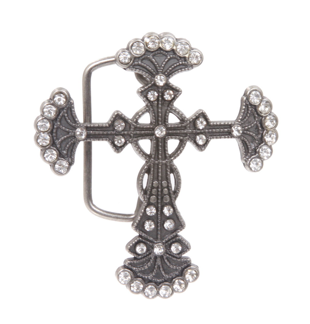 1 1/2" Christian Religious Cross & Flower Engraving Belt Buckle