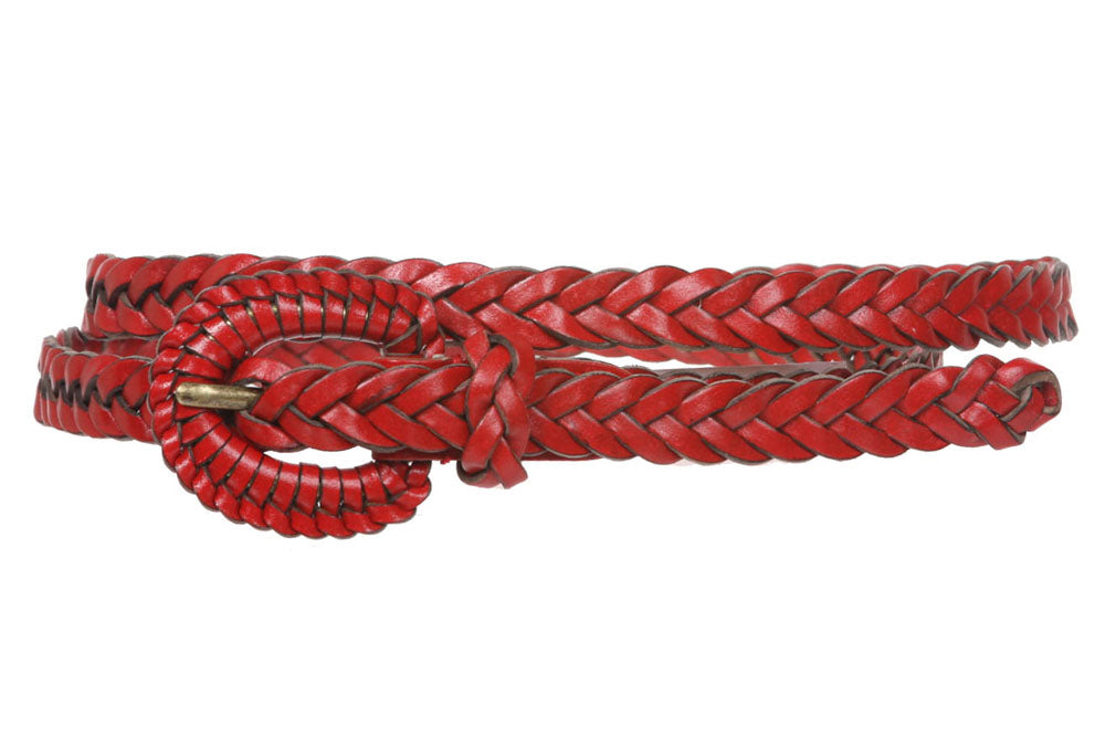 Women's 1/2" Skinny Braided Leather Belt - OnlineBelts