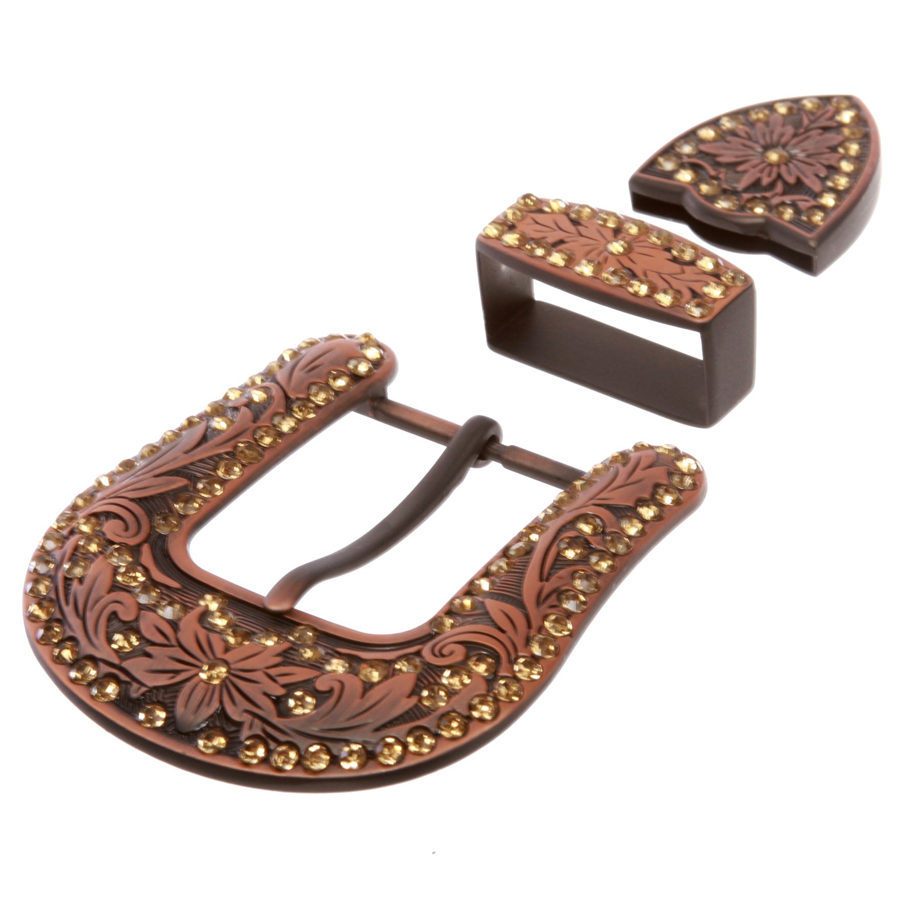 Western Rhinestone Belt Buckle Set for Replacement or Leather Craft 1-1/2" - OnlineBelts