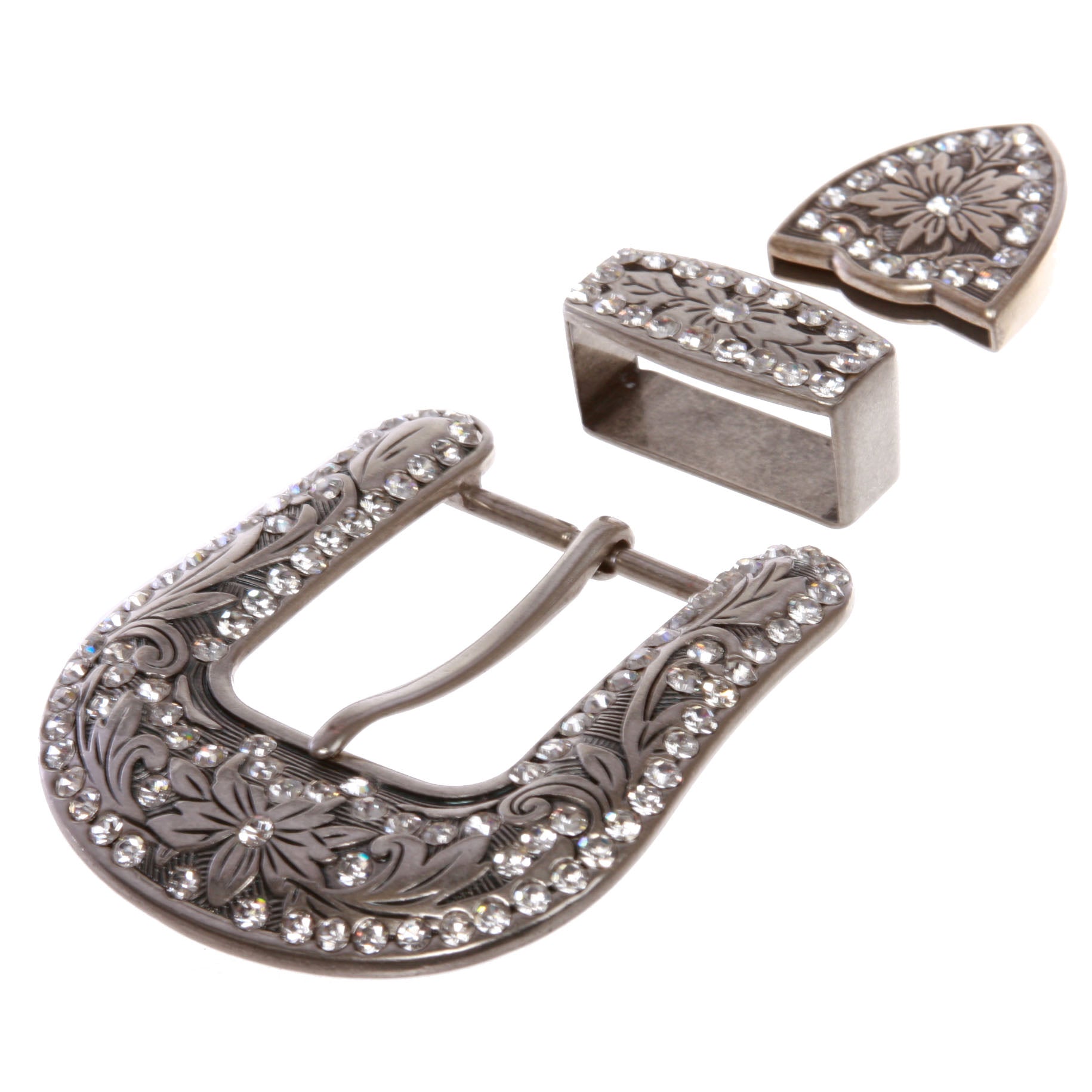 Western Rhinestone Belt Buckle Set for Replacement or Leather Craft 1-1/2" - OnlineBelts