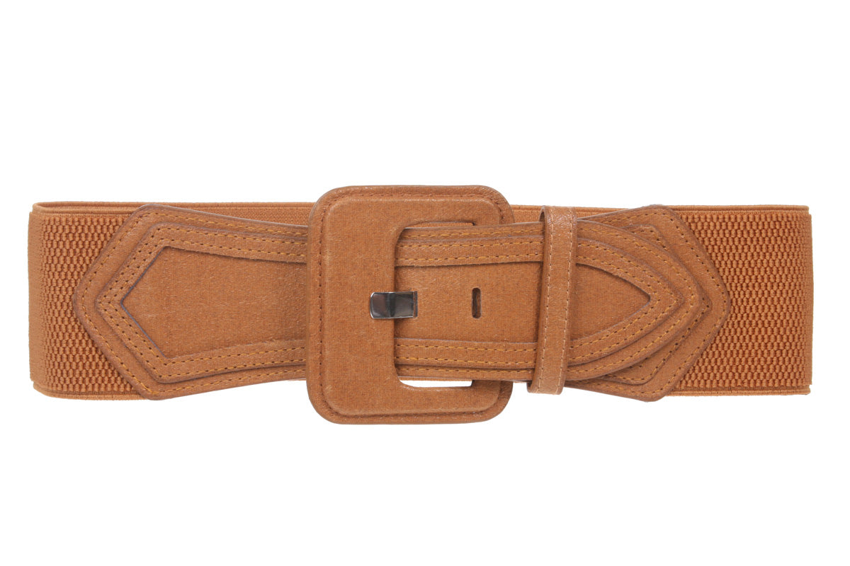 Women's High Waist Fashion Stretch Belt with Tab Detailing - OnlineBelts