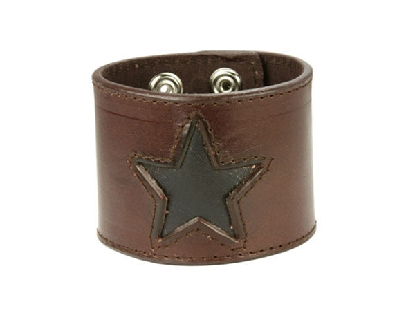 Stitching Edged Star Fashion Leather Wrist Band