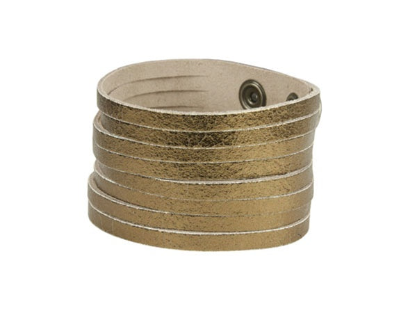 1 3/4" Tanned Leather WristBand Strand Bracelet