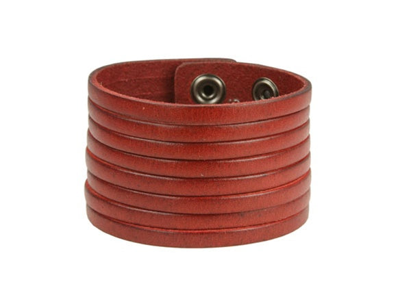 1 3/4" Tanned Leather WristBand Strand Bracelet