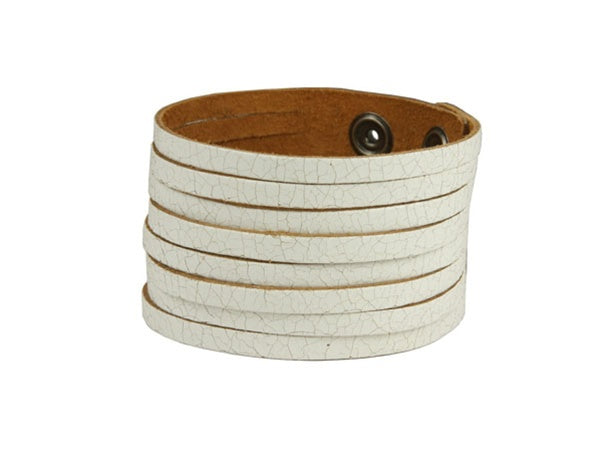 1 3/4" Tanned Leather WristBand Strand Bracelet