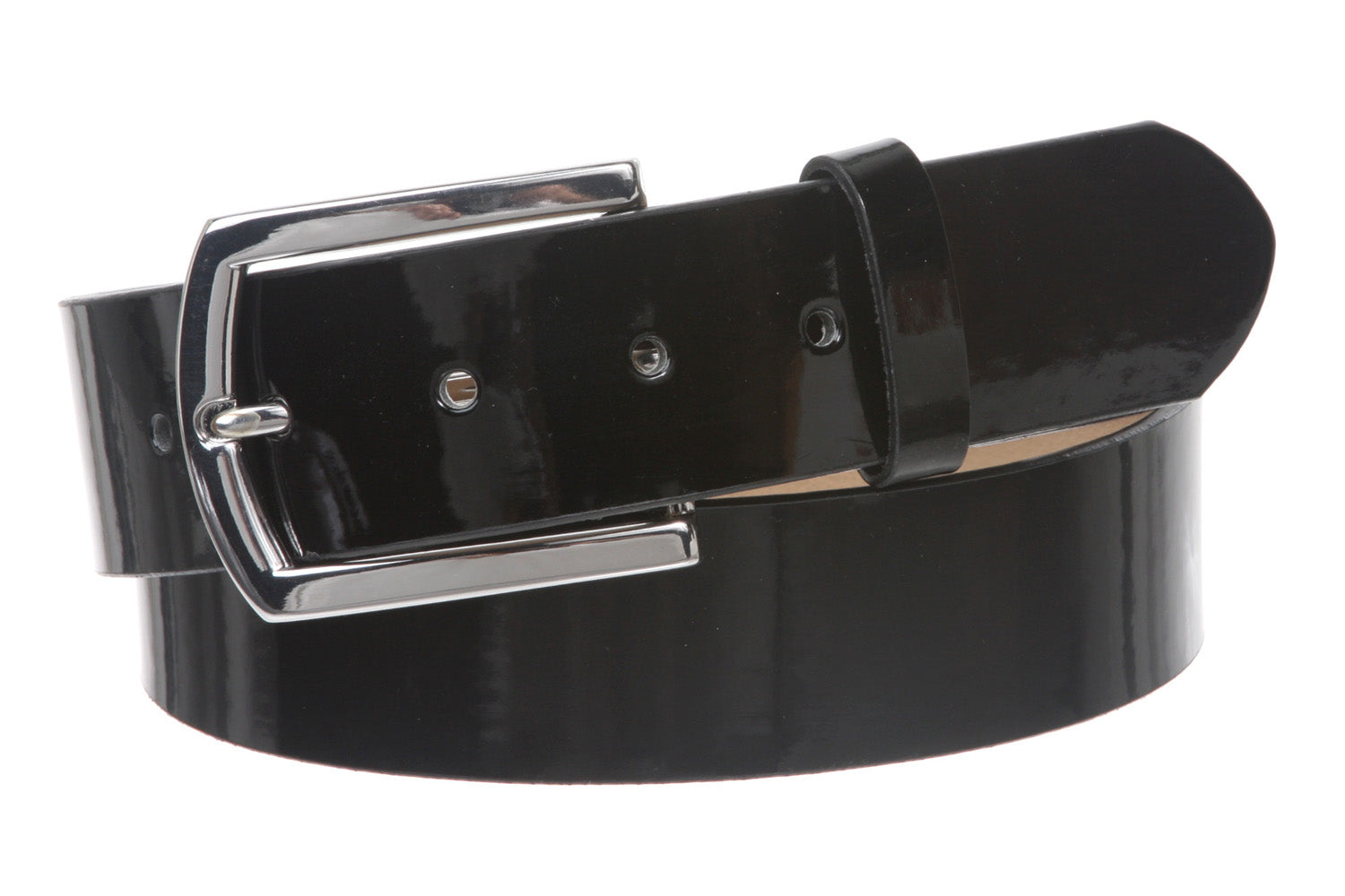 1 1/2" (38 mm) Snap On Nickel Free Faux Synthetic Patent Leather Fashion Plain Belt - OnlineBelts