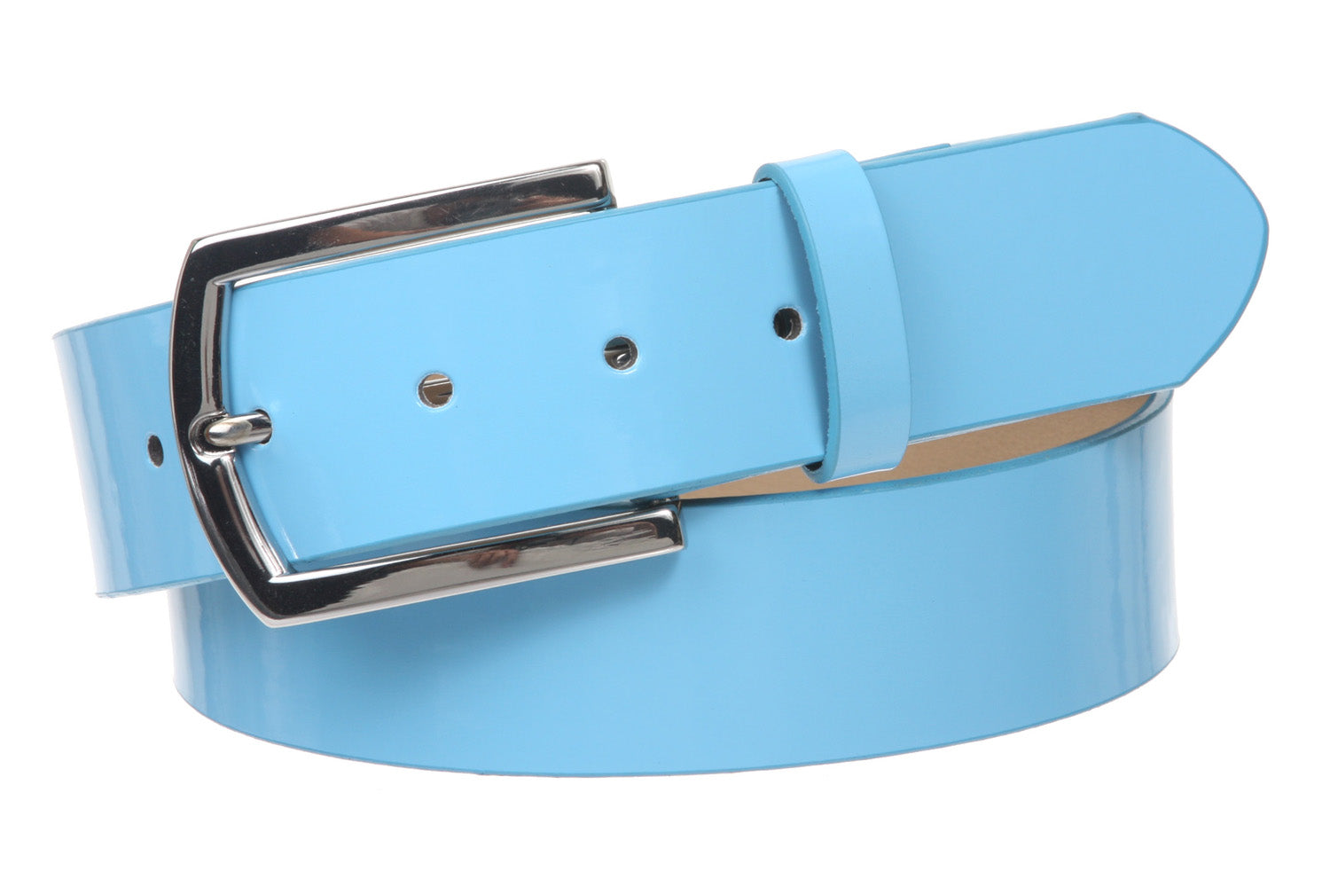 1 1/2" (38 mm) Snap On Nickel Free Faux Synthetic Patent Leather Fashion Plain Belt - OnlineBelts