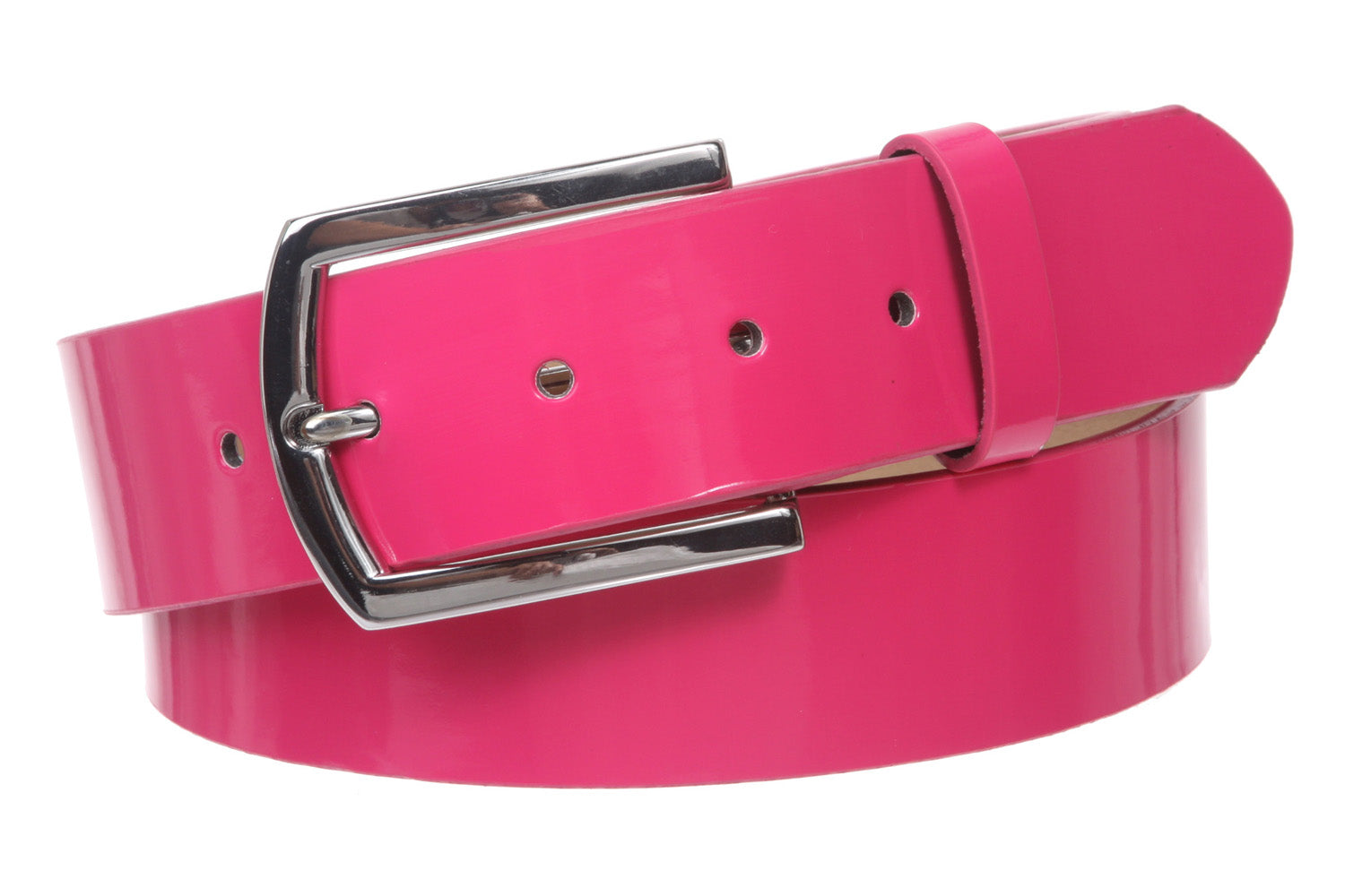 1 1/2" (38 mm) Snap On Nickel Free Faux Synthetic Patent Leather Fashion Plain Belt - OnlineBelts