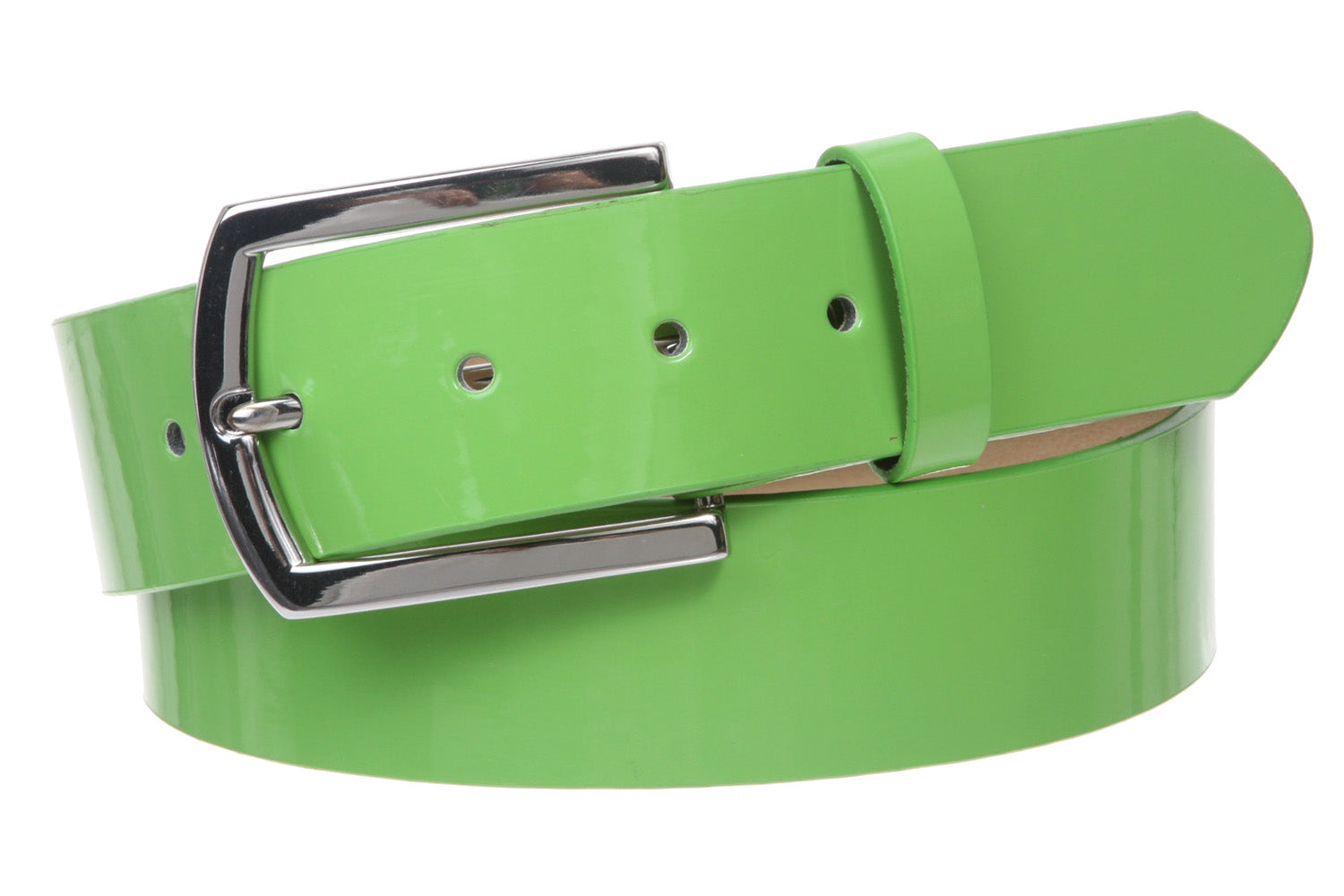 1 1/2" (38 mm) Snap On Nickel Free Faux Synthetic Patent Leather Fashion Plain Belt - OnlineBelts