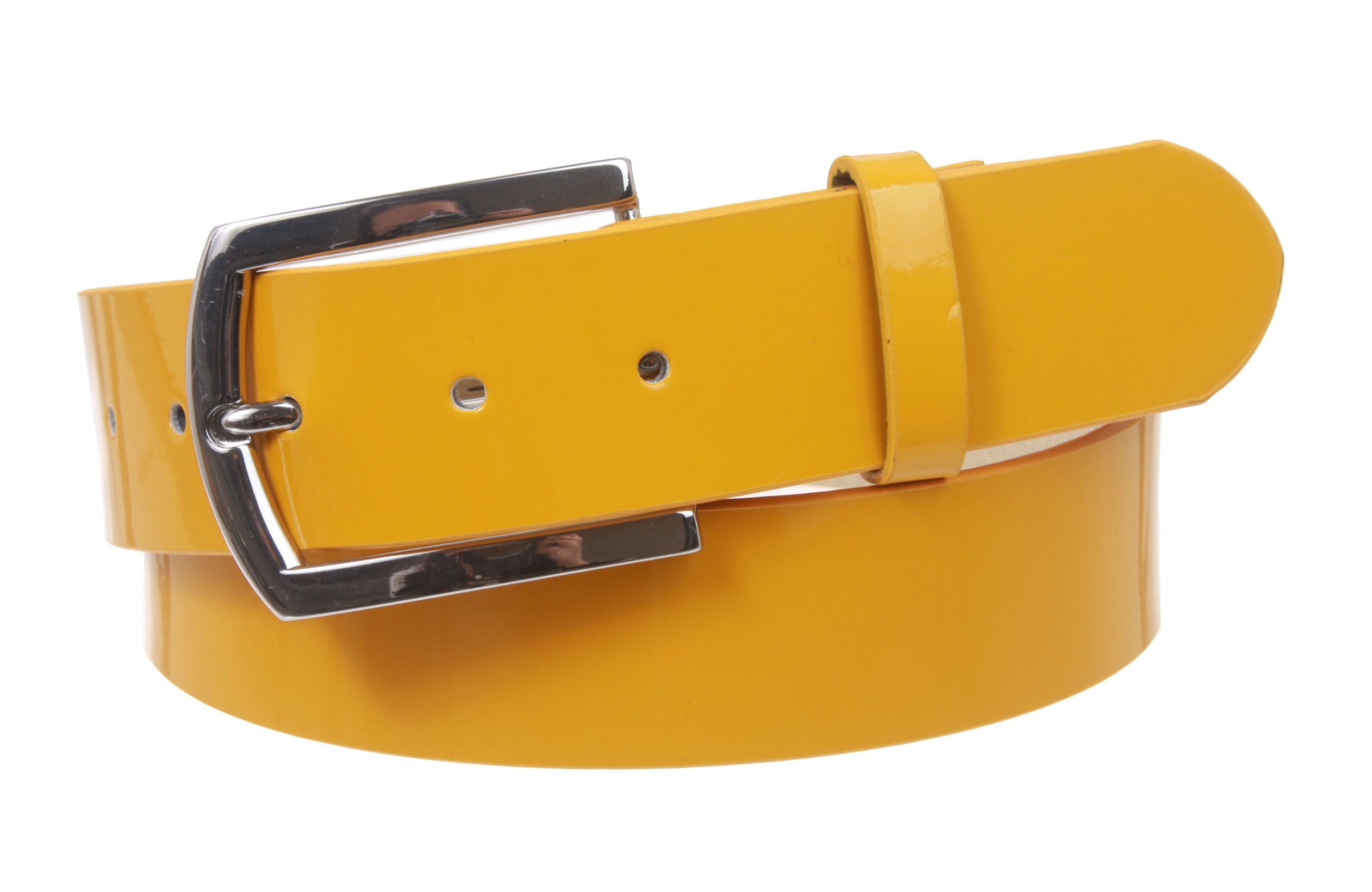 1 1/2" (38 mm) Snap On Nickel Free Faux Synthetic Patent Leather Fashion Plain Belt - OnlineBelts