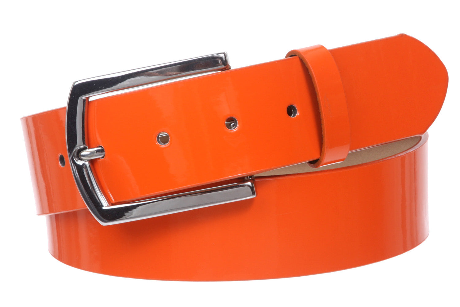 1 1/2" (38 mm) Snap On Nickel Free Faux Synthetic Patent Leather Fashion Plain Belt - OnlineBelts