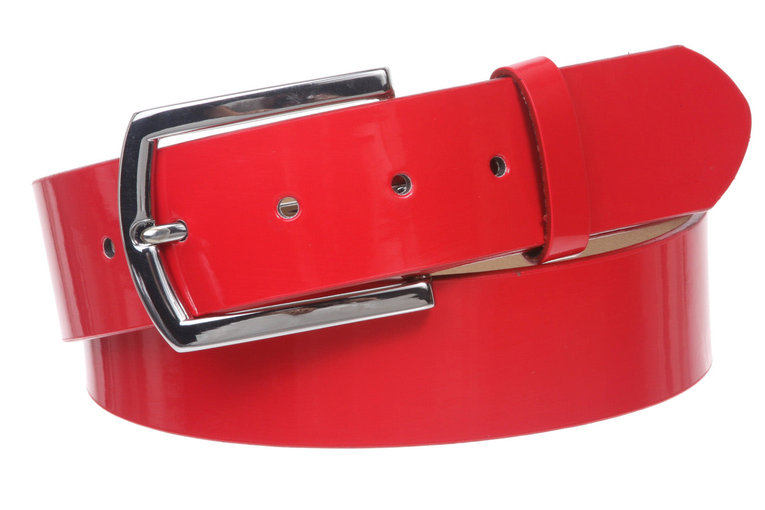 1 1/2" (38 mm) Snap On Nickel Free Faux Synthetic Patent Leather Fashion Plain Belt - OnlineBelts