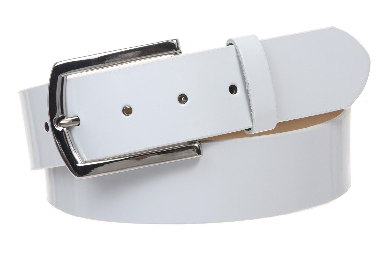 1 1/2" (38 mm) Snap On Nickel Free Faux Synthetic Patent Leather Fashion Plain Belt - OnlineBelts