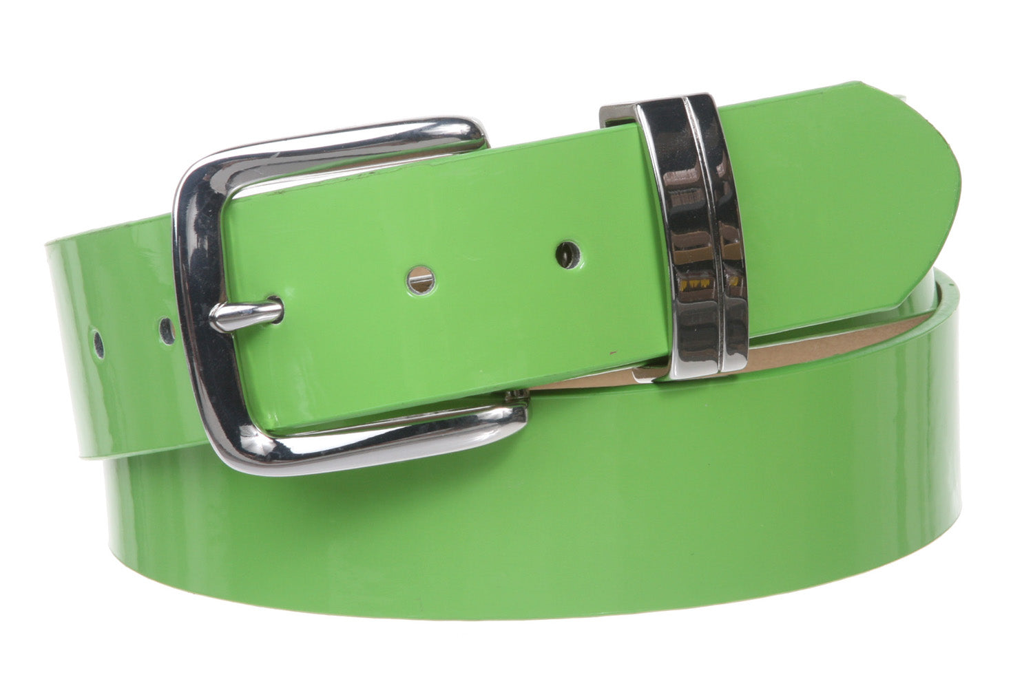 1 1/2" (38 mm) Snap On Nickel Free Faux Synthetic Patent Leather Fashion Plain Belt - OnlineBelts