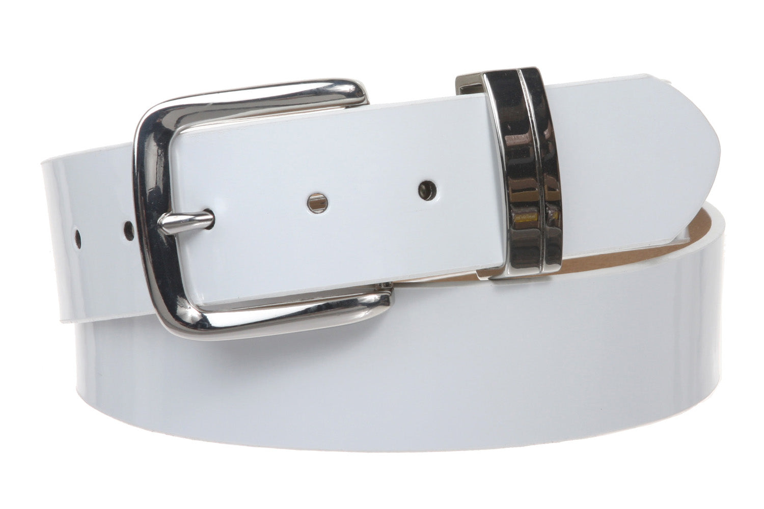 1 1/2" (38 mm) Snap On Nickel Free Faux Synthetic Patent Leather Fashion Plain Belt - OnlineBelts