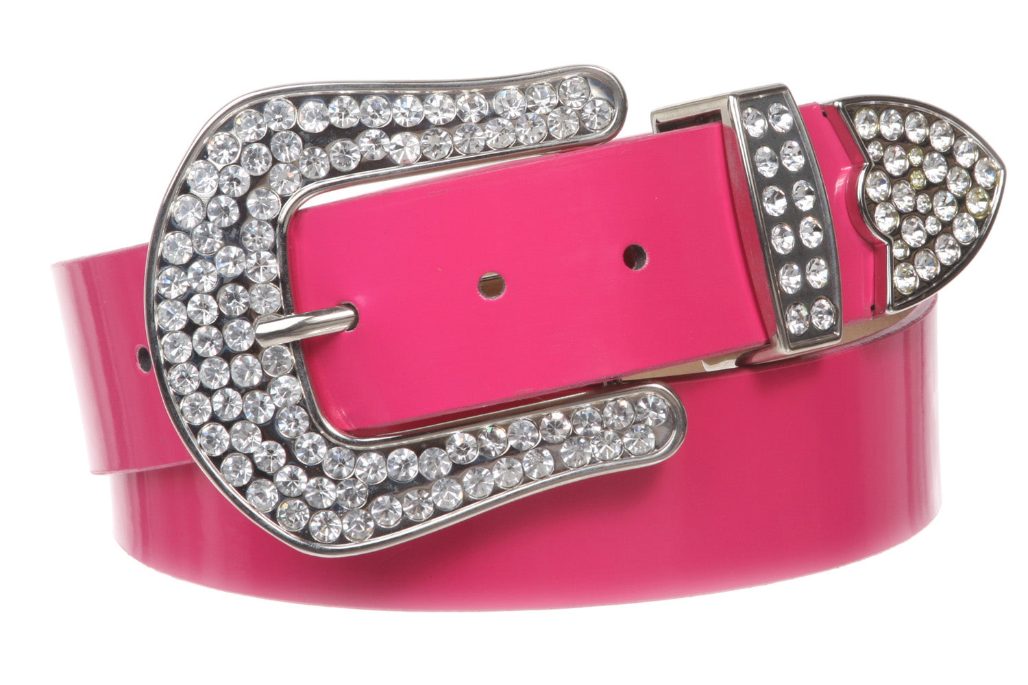 1 1/2 (38 MM) Snap On Western Rhinestone Plain Faux Patent Synthetic Leather Belt - OnlineBelts