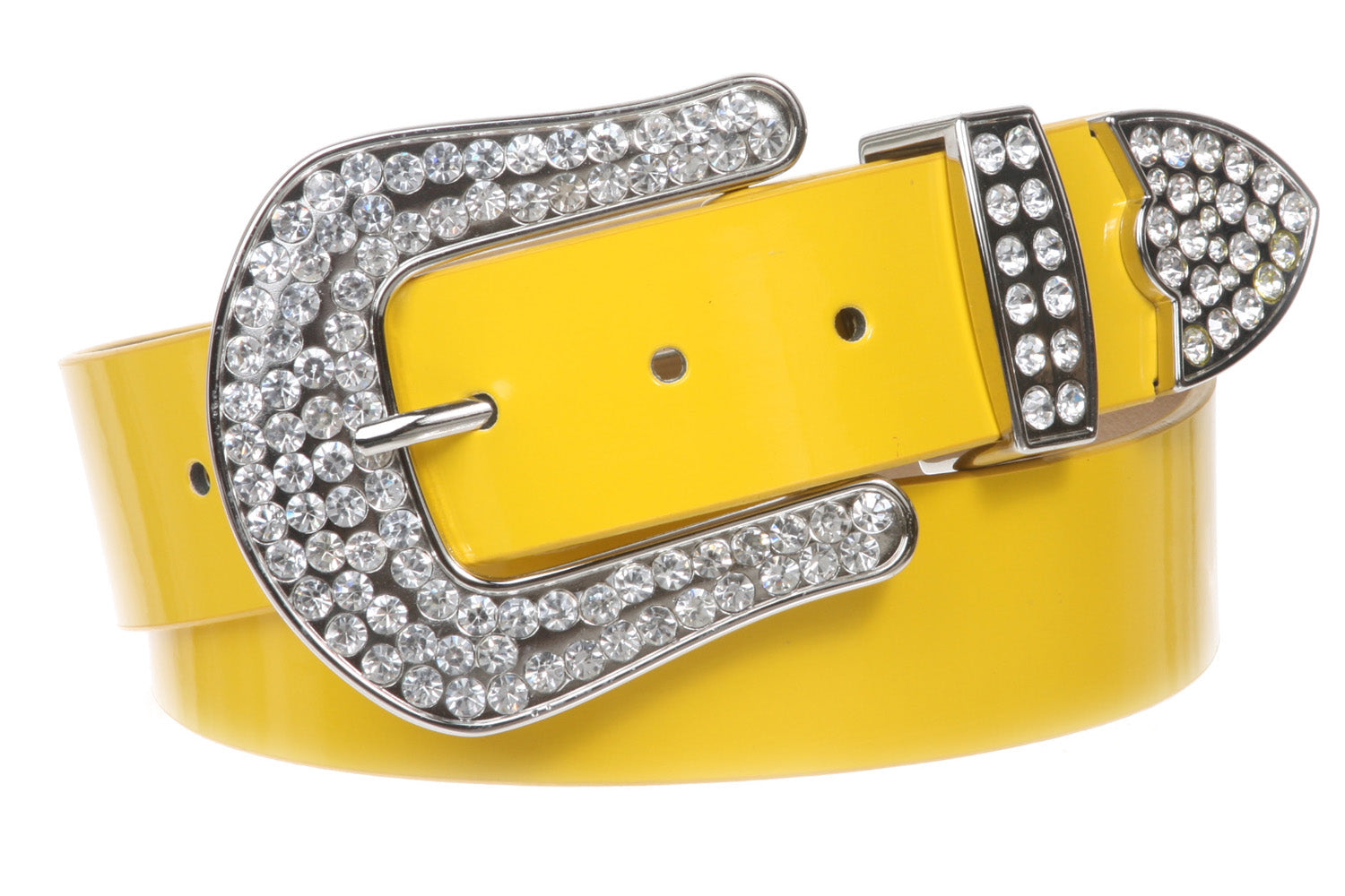 1 1/2 (38 MM) Snap On Western Rhinestone Plain Faux Patent Synthetic Leather Belt - OnlineBelts