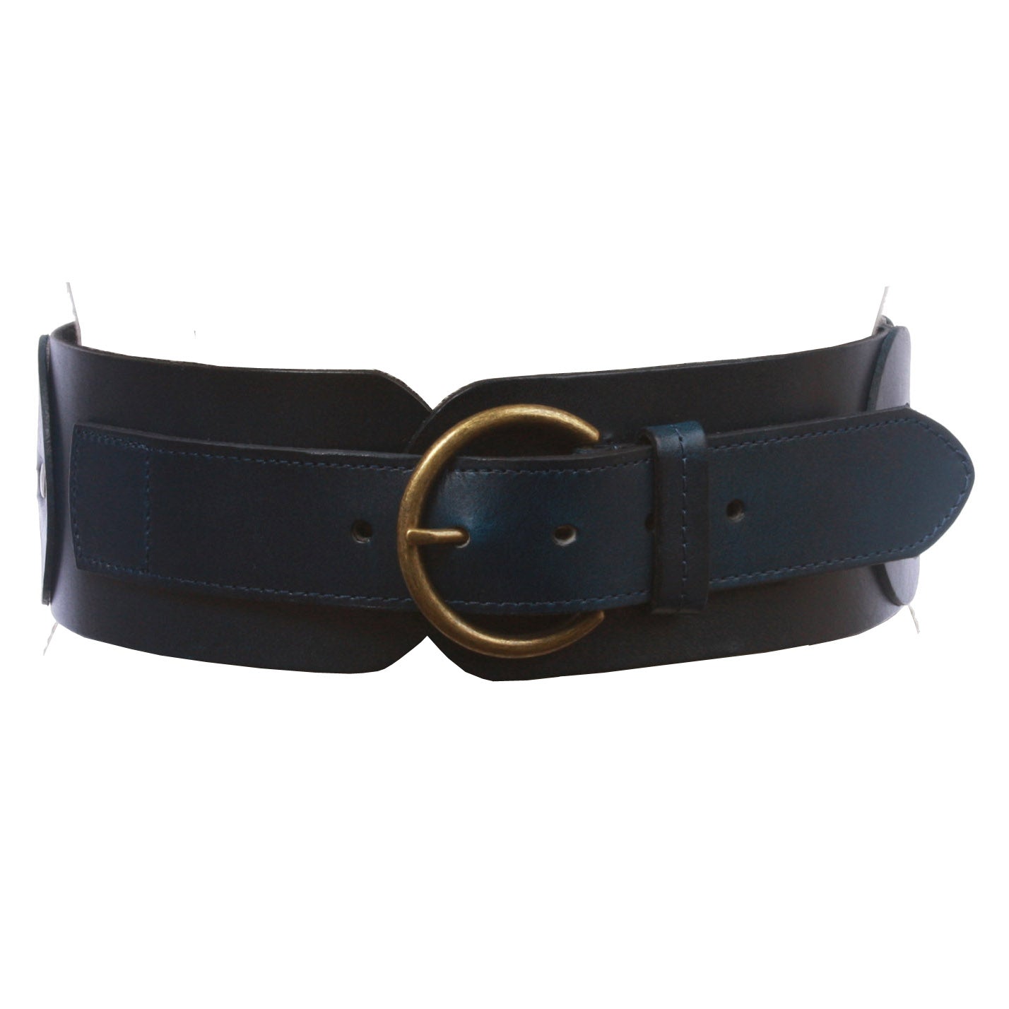 Ladies 3" (75 mm) Wide High Waist Round Disk Linked Braided Cowhide Top Full Grain Leather Belt - OnlineBelts