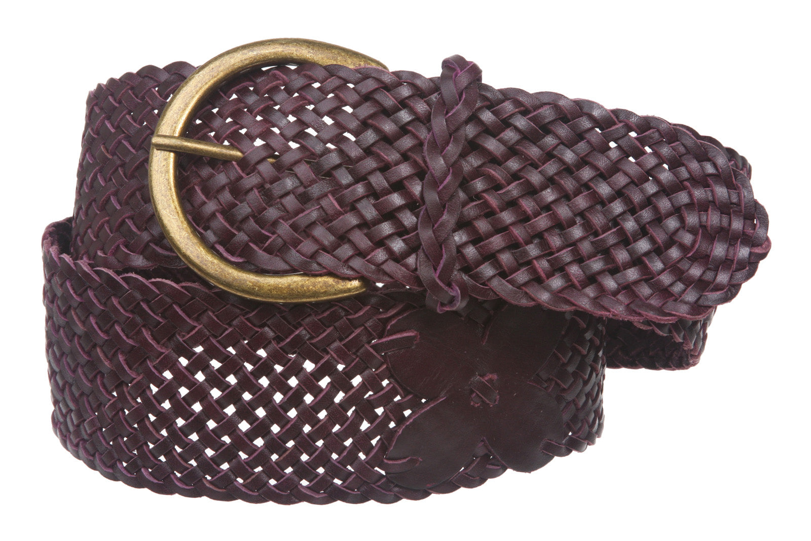 2" (50mm) Wide Horseshoe Genuine Leather Braided Woven Round Belt - OnlineBelts