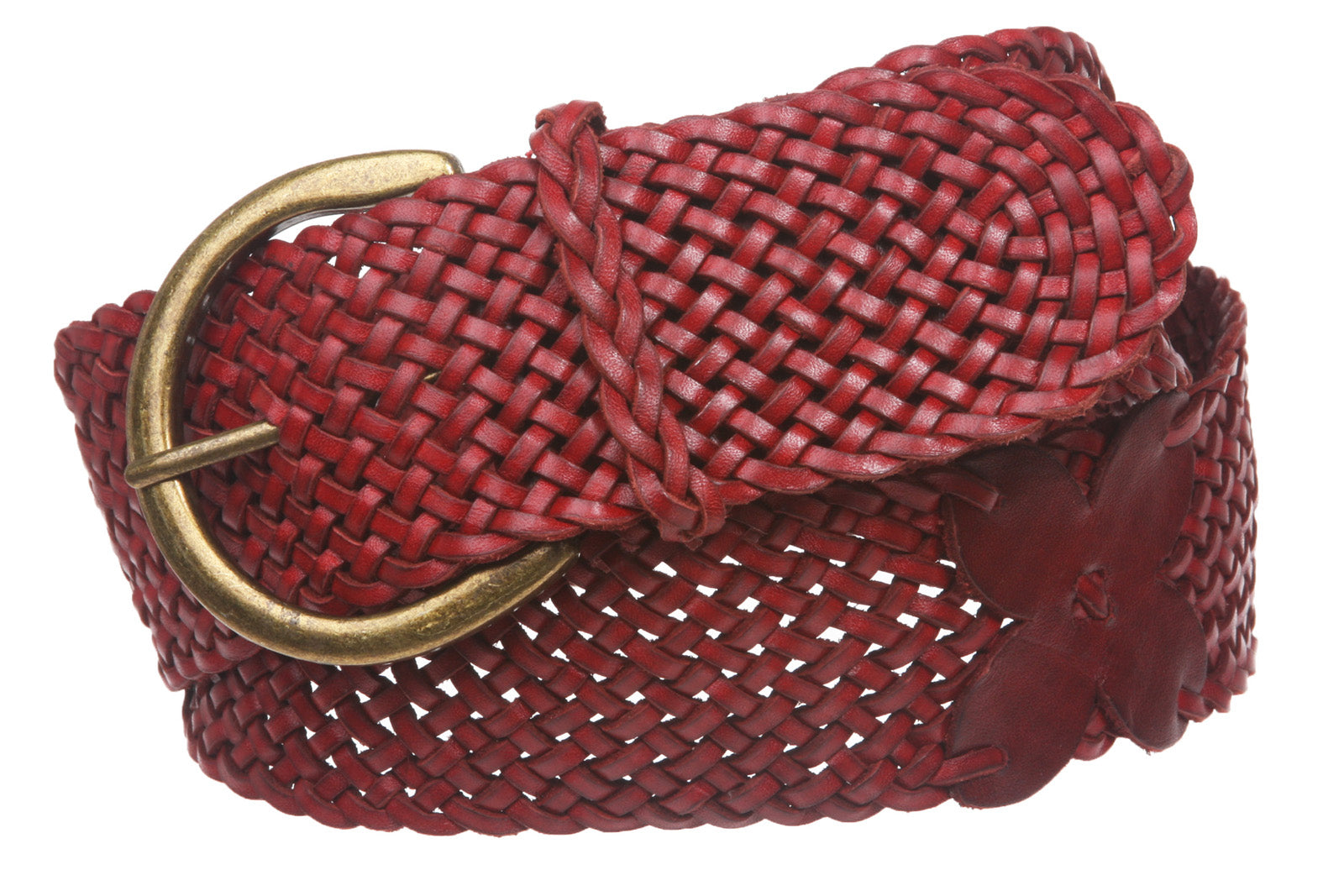 2" (50mm) Wide Horseshoe Genuine Leather Braided Woven Round Belt - OnlineBelts