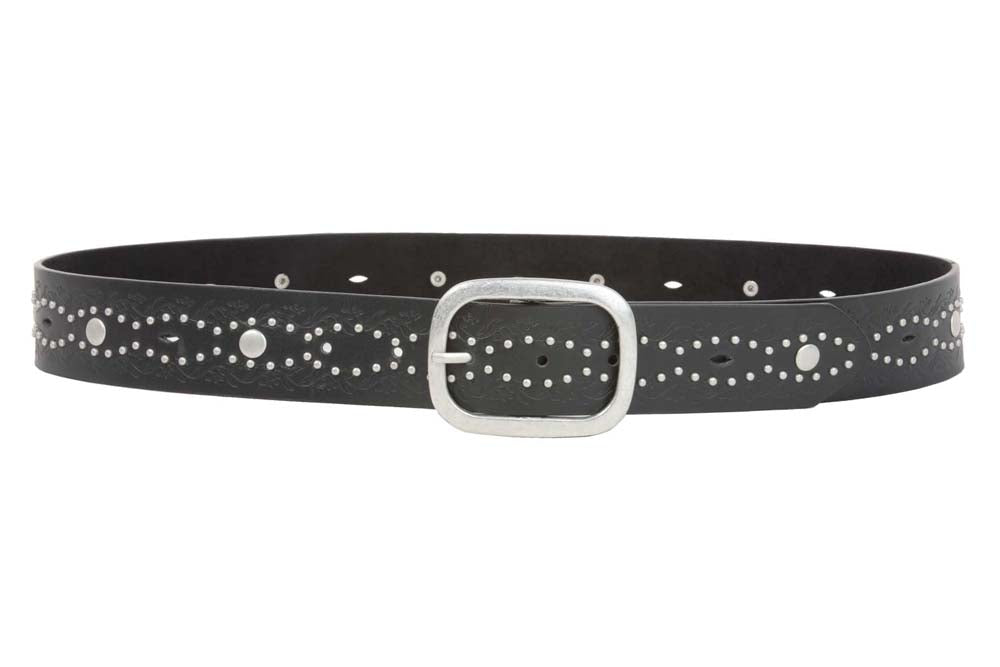 Ladies 1 1/2" Embossed Rivet Studded Non Leather Belt - OnlineBelts
