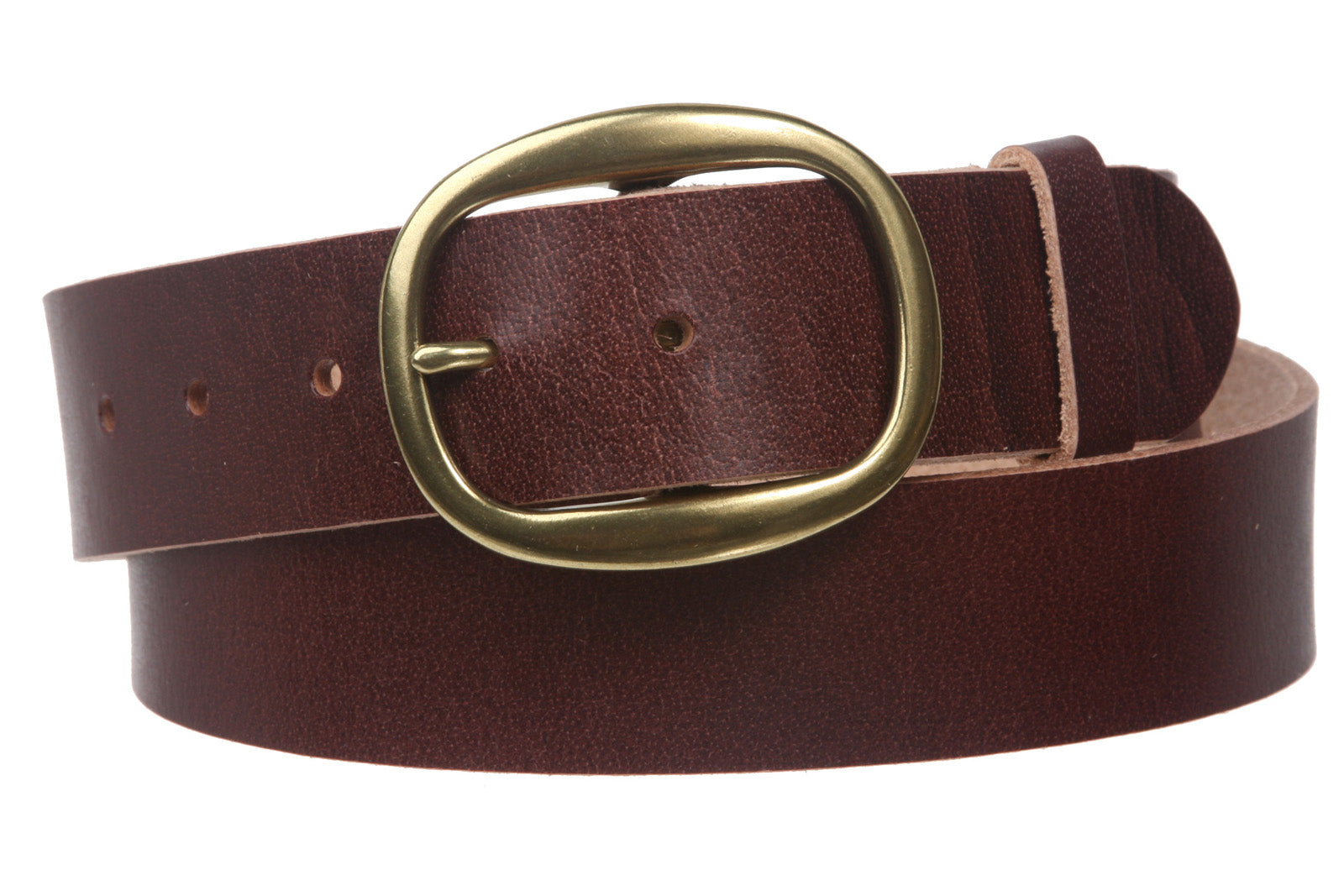 1 1/2" (38 mm) Snap on Oval Plain Solid Leather Belt - OnlineBelts