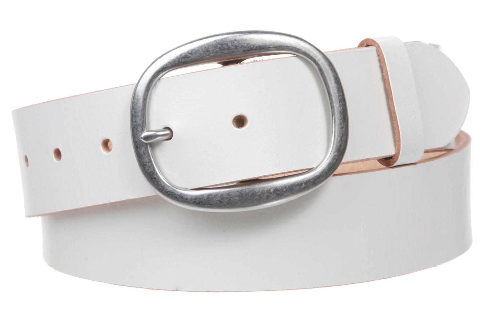 1 1/2" (38 mm) Snap on Oval Plain Solid Leather Belt - OnlineBelts