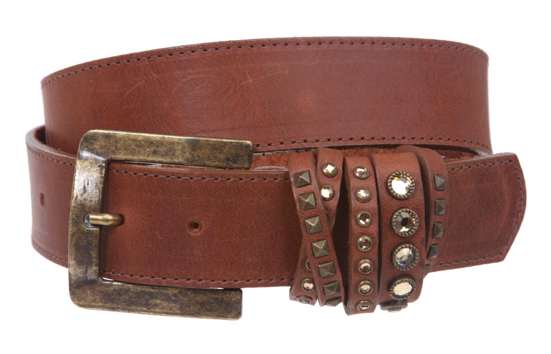 LEATHEROCK Crossed Loop Leather Belt - OnlineBelts