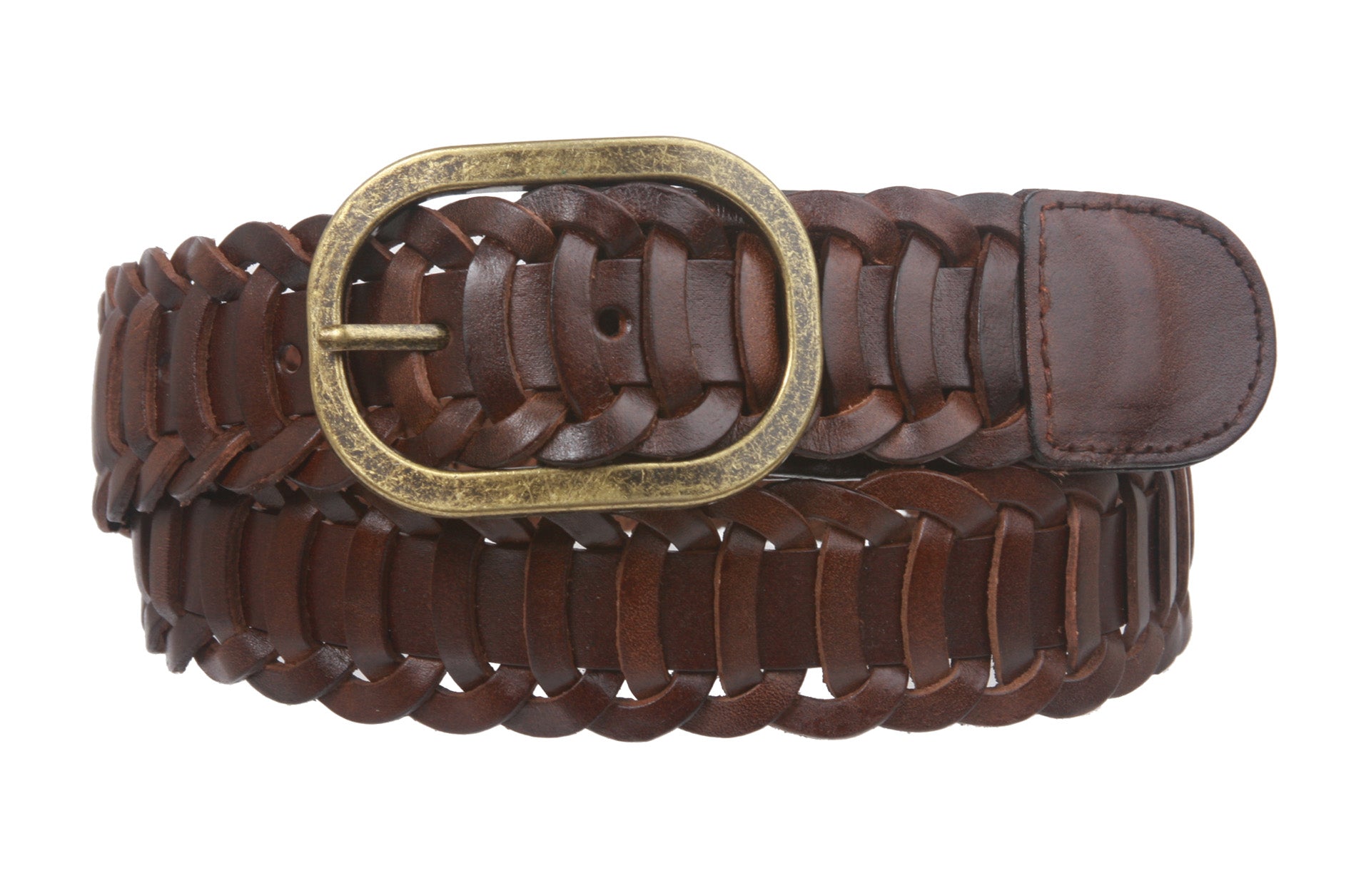 Unisex Oil Tanned Braided Genuine Leather Link Belt - OnlineBelts