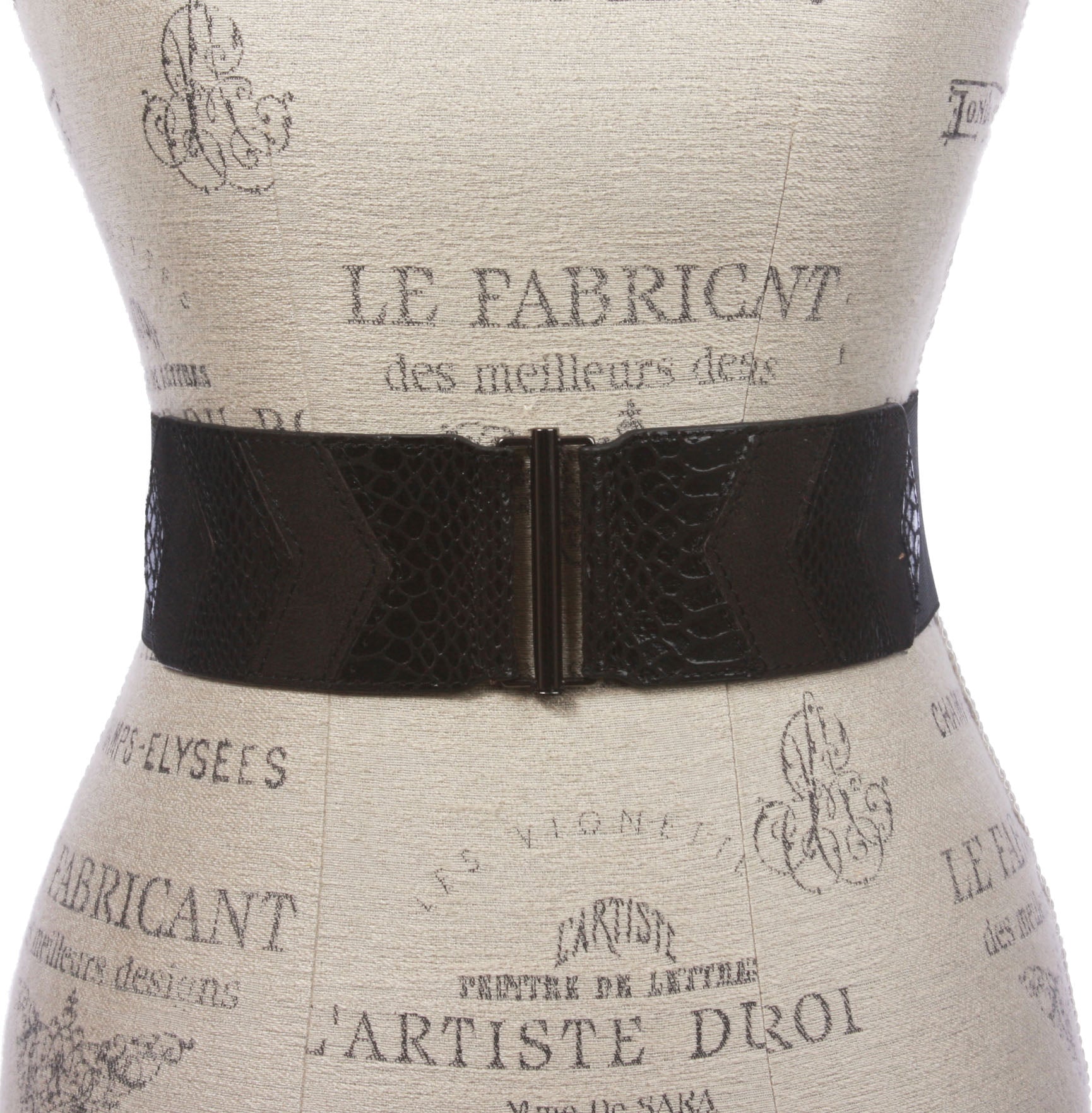 Women's 2 1/2" High Waist Elastic Croco and Faux Suede Stretch Belt - OnlineBelts