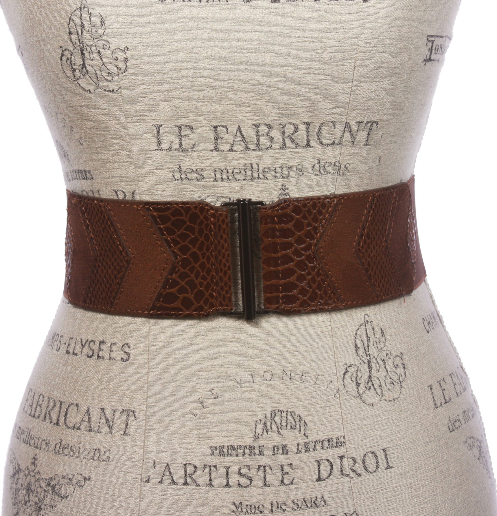 Women's 2 1/2" High Waist Elastic Croco and Faux Suede Stretch Belt - OnlineBelts