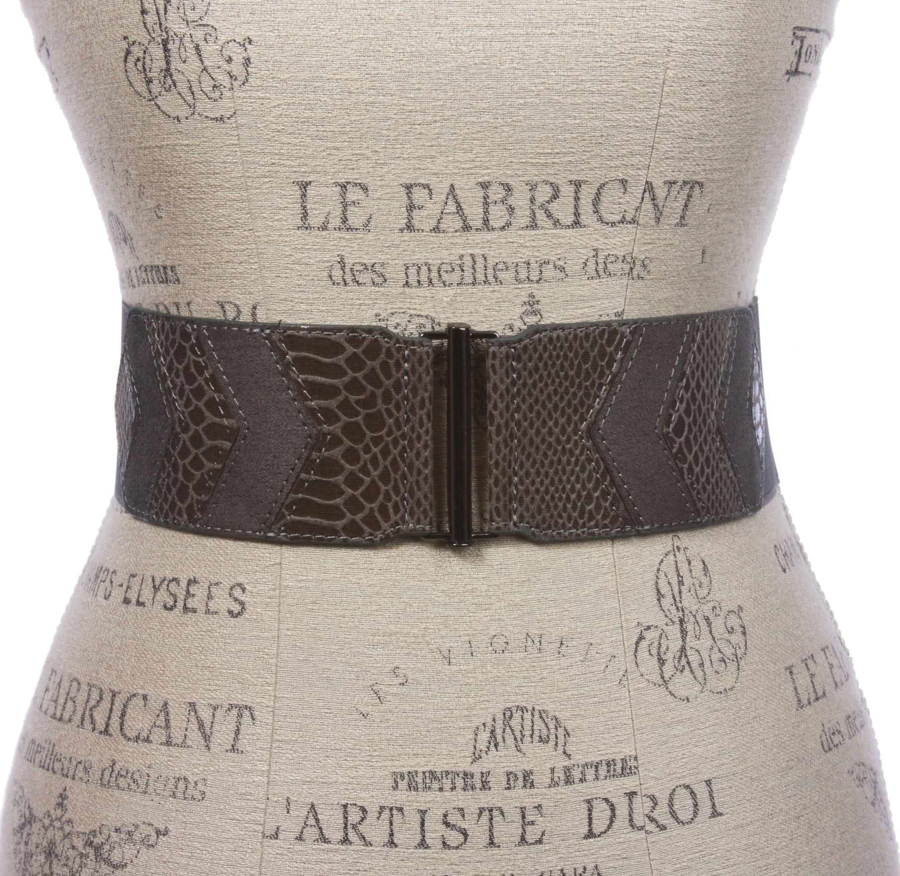 Women's 2 1/2" High Waist Elastic Croco and Faux Suede Stretch Belt - OnlineBelts