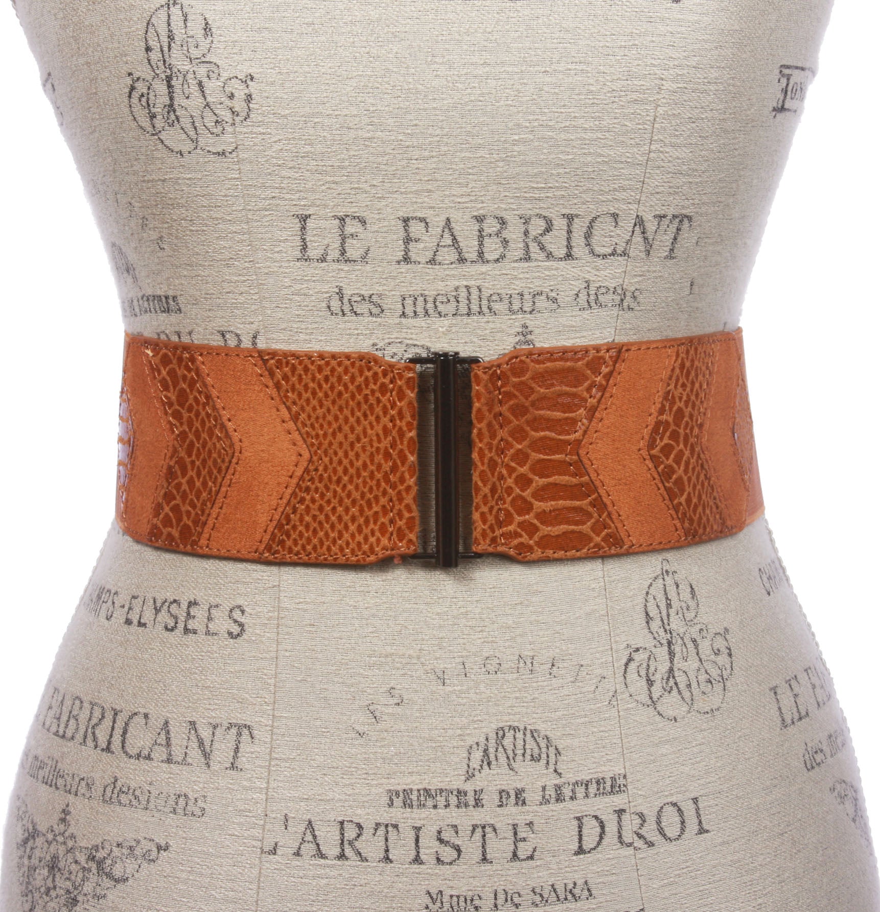 Women's 2 1/2" High Waist Elastic Croco and Faux Suede Stretch Belt - OnlineBelts