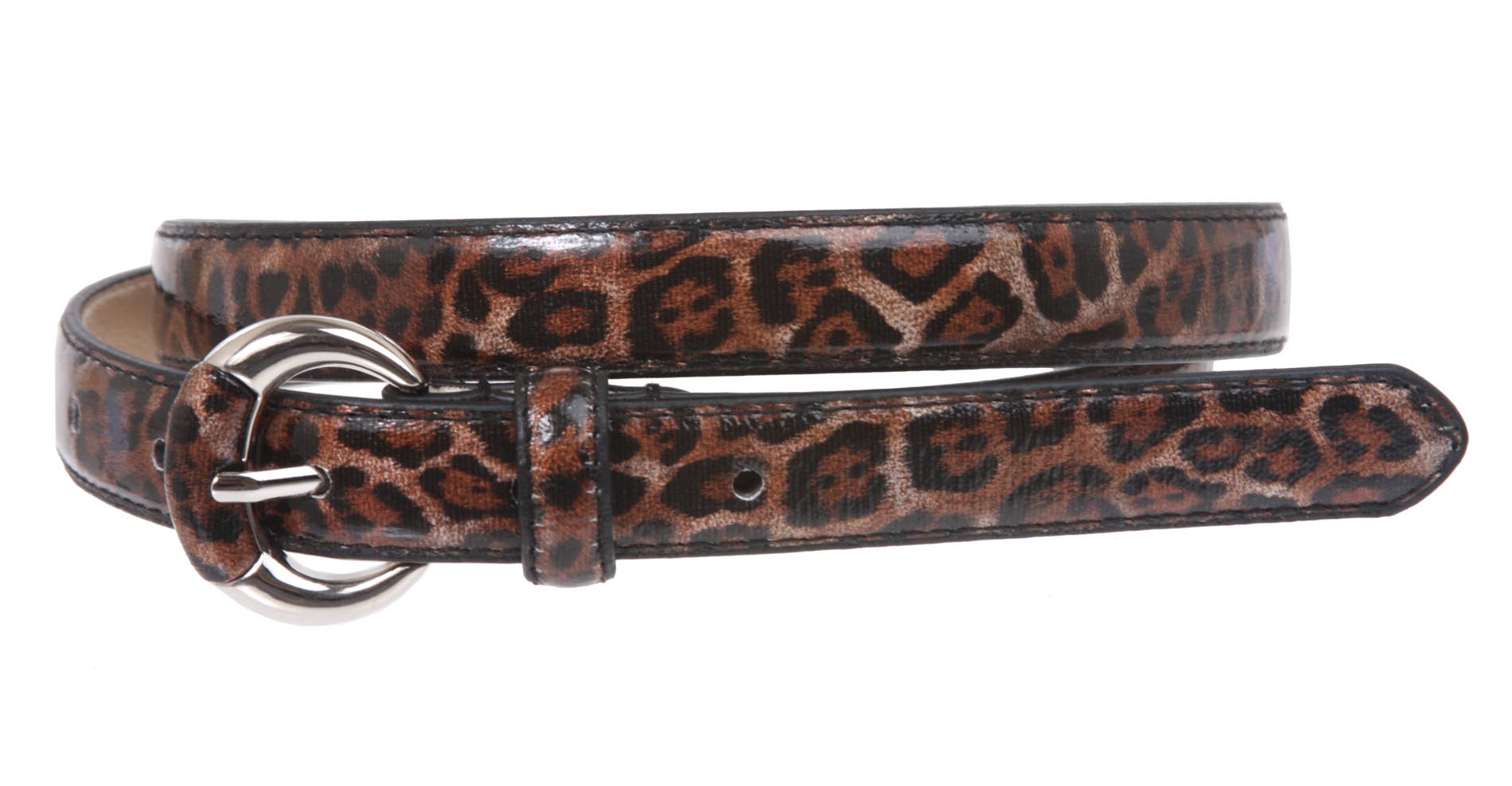 3/4 Inch Semi-covered Stitching Feather Edged Skinny Belt - OnlineBelts