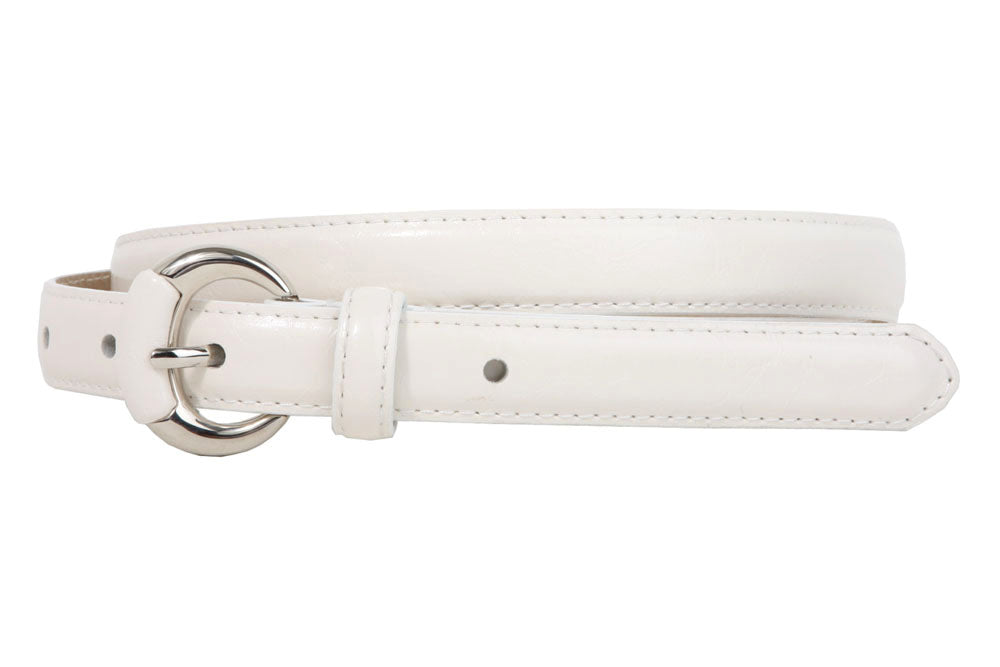 3/4 Inch Semi-covered Stitching Feather Edged Skinny Belt - OnlineBelts