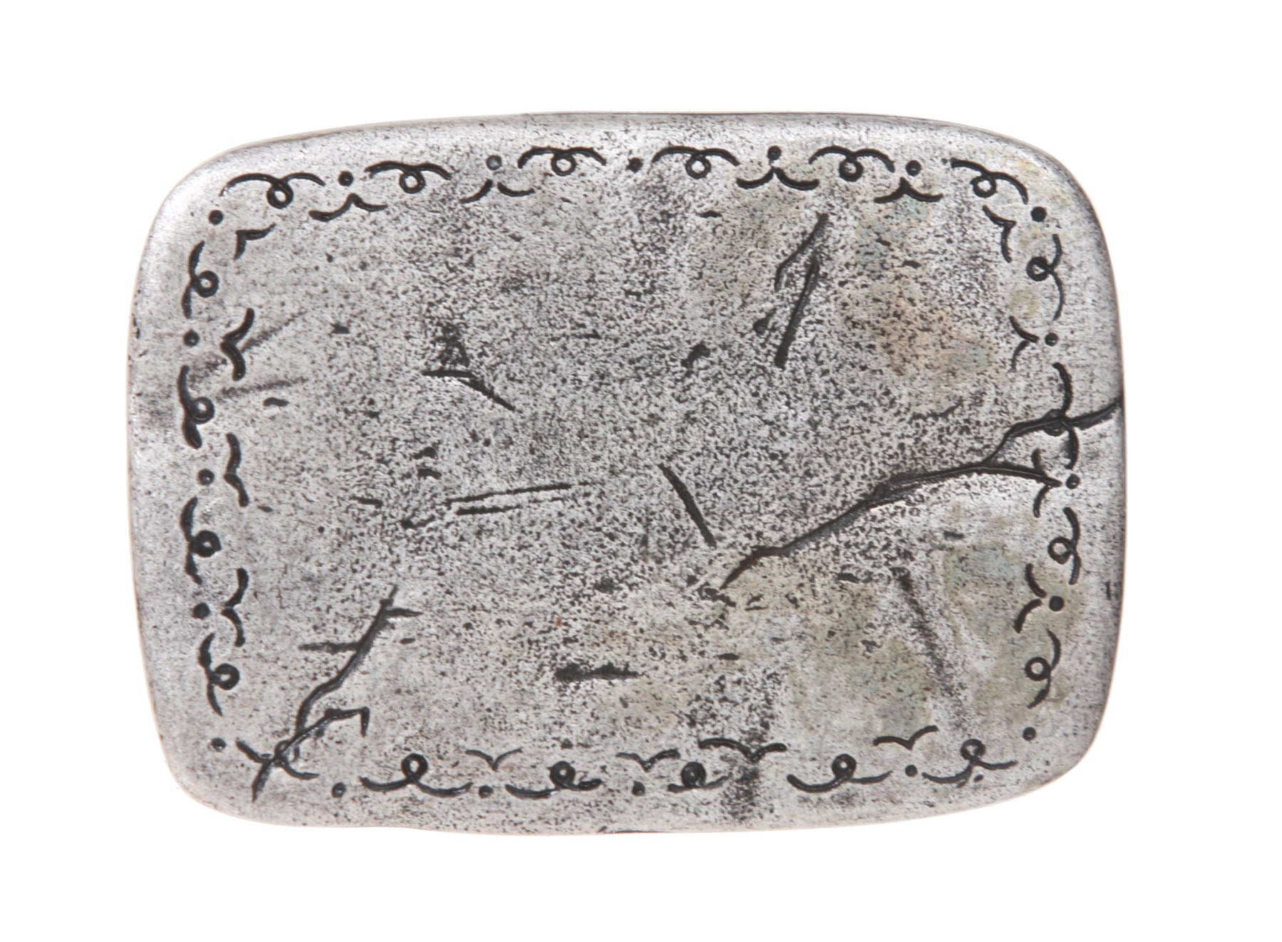 Western Rectangular Hammered Engraving Antique Belt Buckle