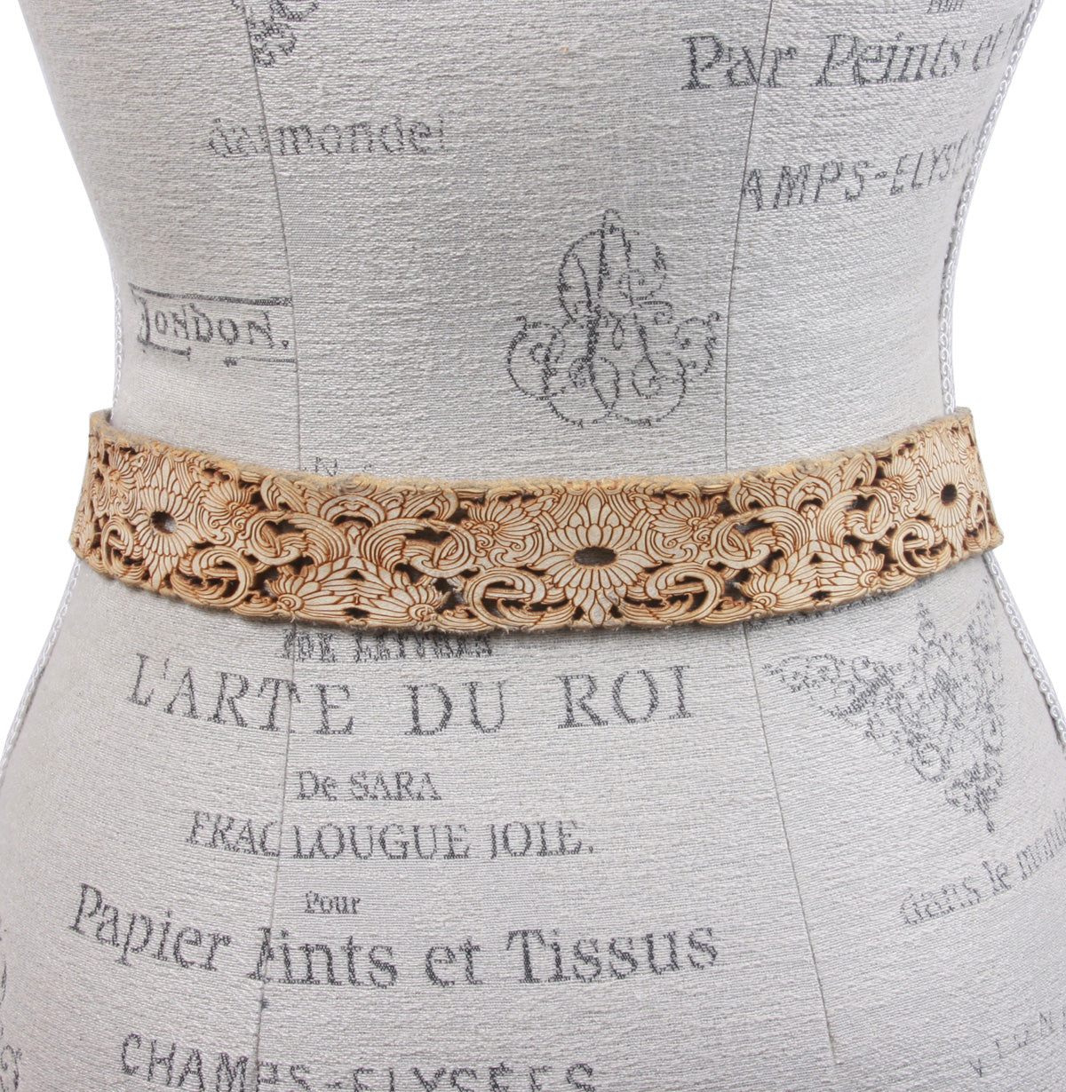 Leatherock Soft Hand Perforated Leather Belt with Floral Rhinestone buckle