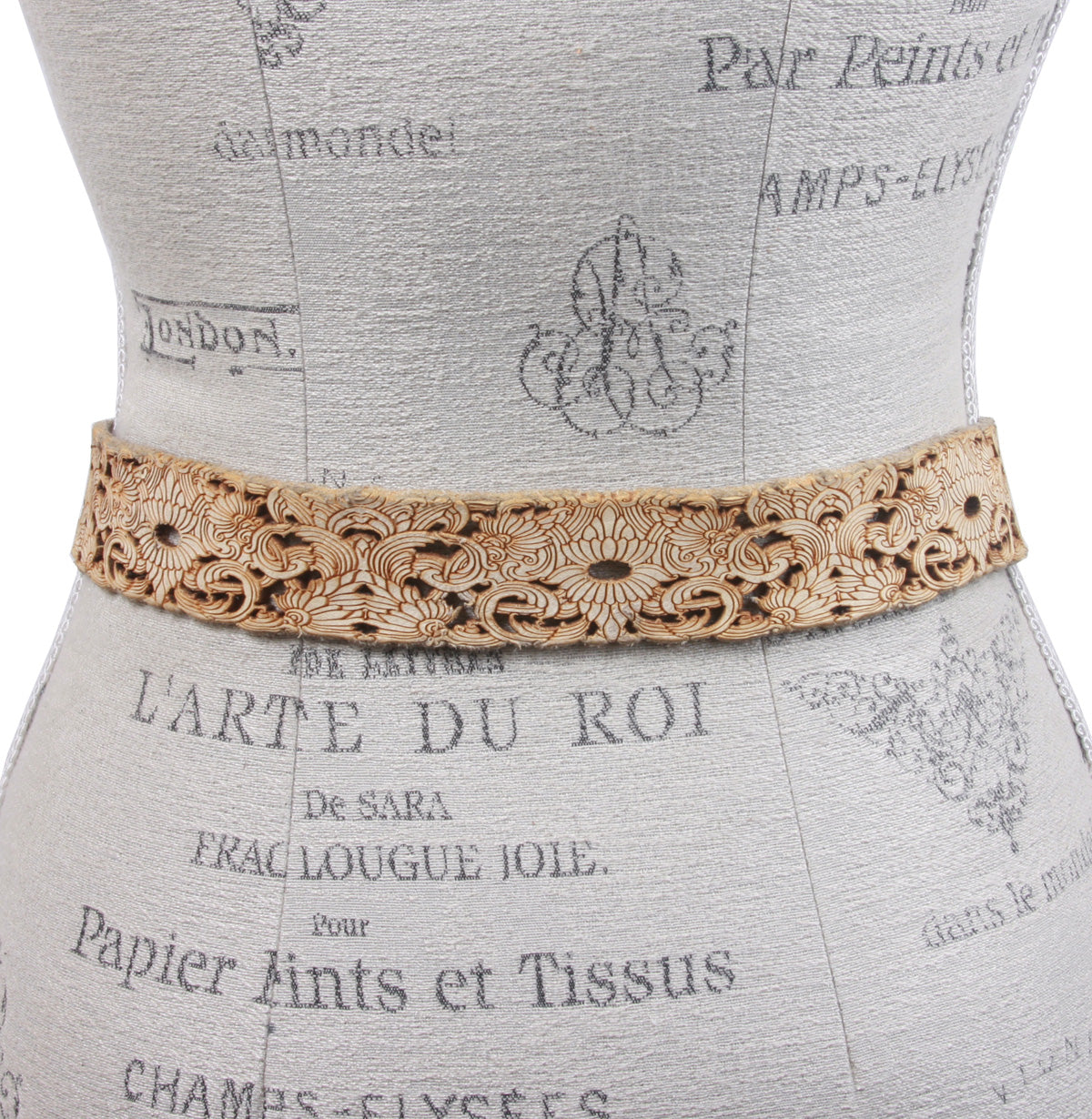 Leatherock Soft Hand Perforated Leather Belt with Floral Rhinestone buckle - OnlineBelts