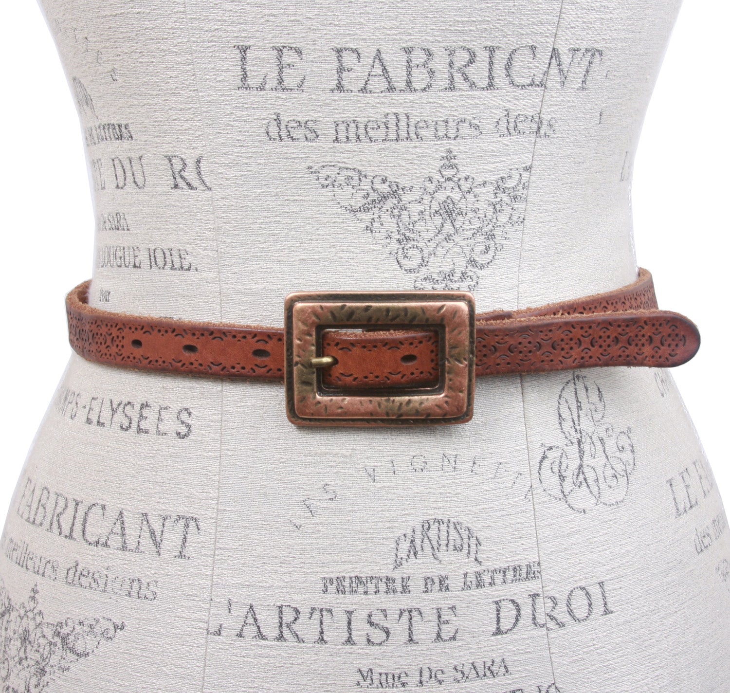 Leatherock Perforated Leather Belt With Rectangular Buckle - OnlineBelts